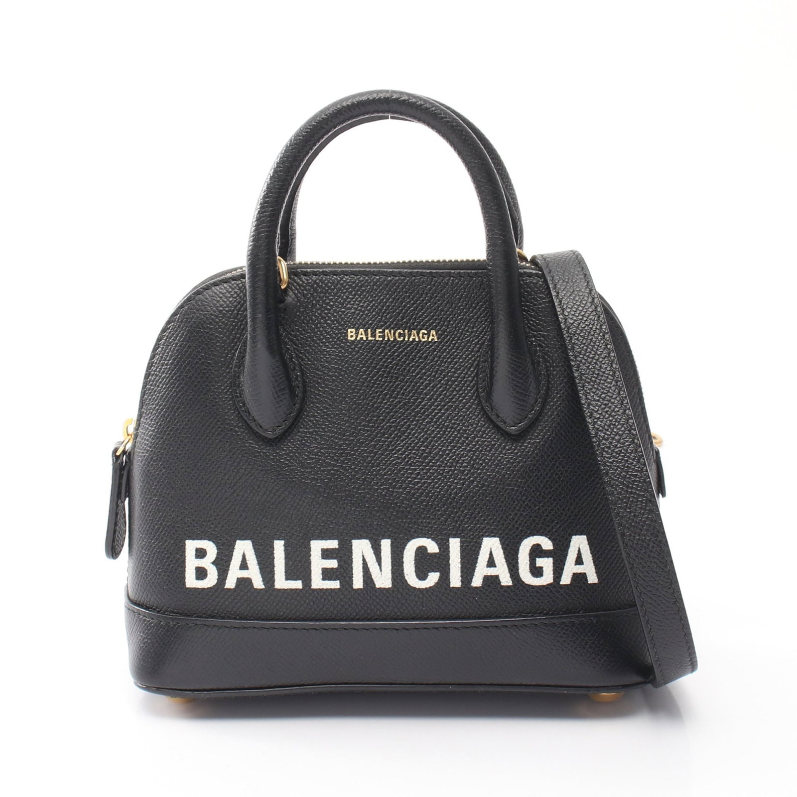 Balenciaga Bill Top Handle XXS Black: Black Bill Top Handle XXS 2WAY handbag in leather, model 525050. Accessories: shoulder strap. Size: H14.5 x W15-18 x D8 cm; handle 22 cm; strap 100-115 cm.