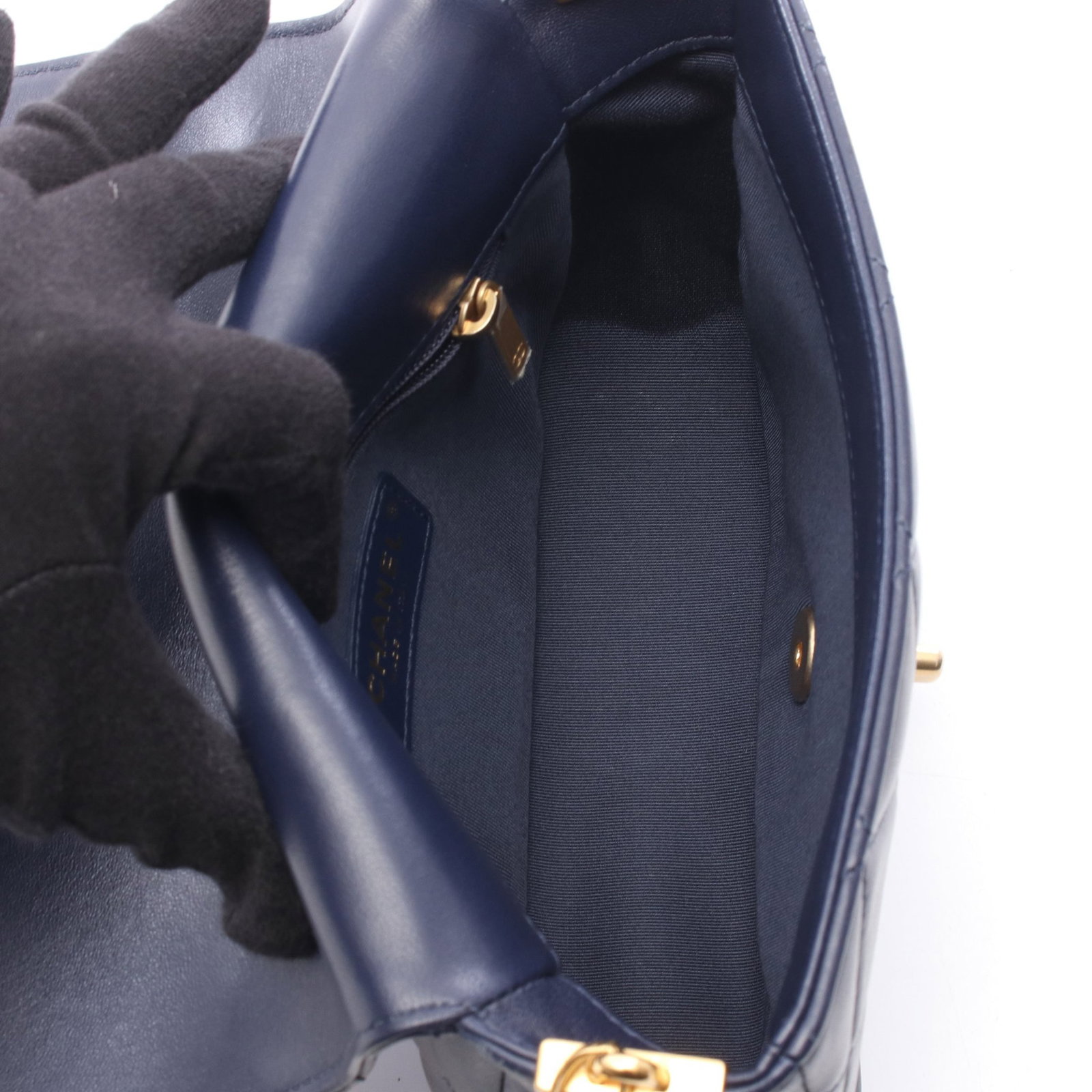 Chanel Small Flap Lamb Navy GHW - 3