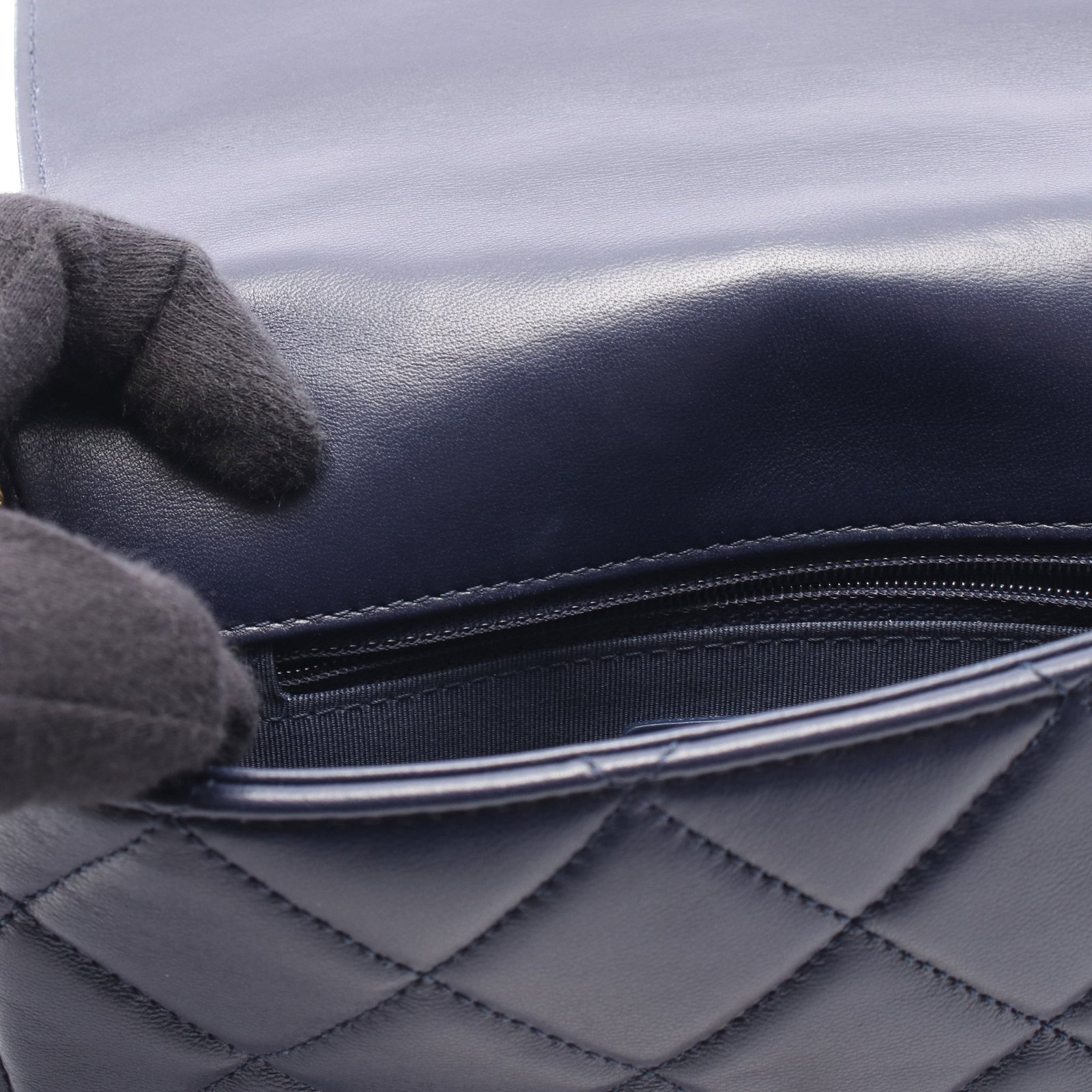Chanel Small Flap Lamb Navy GHW - 6
