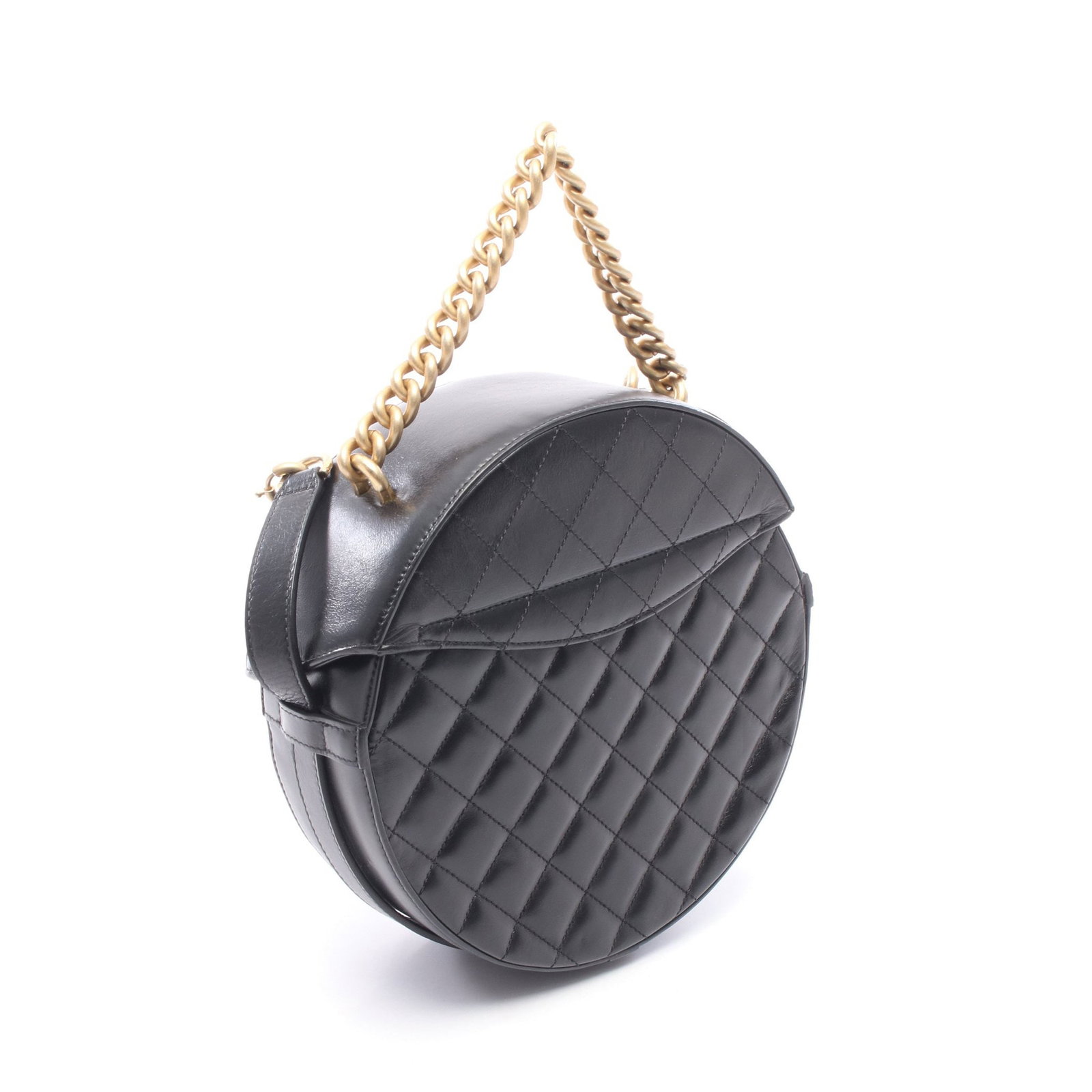 Chanel Round Chain Handbag Black GHW - 2