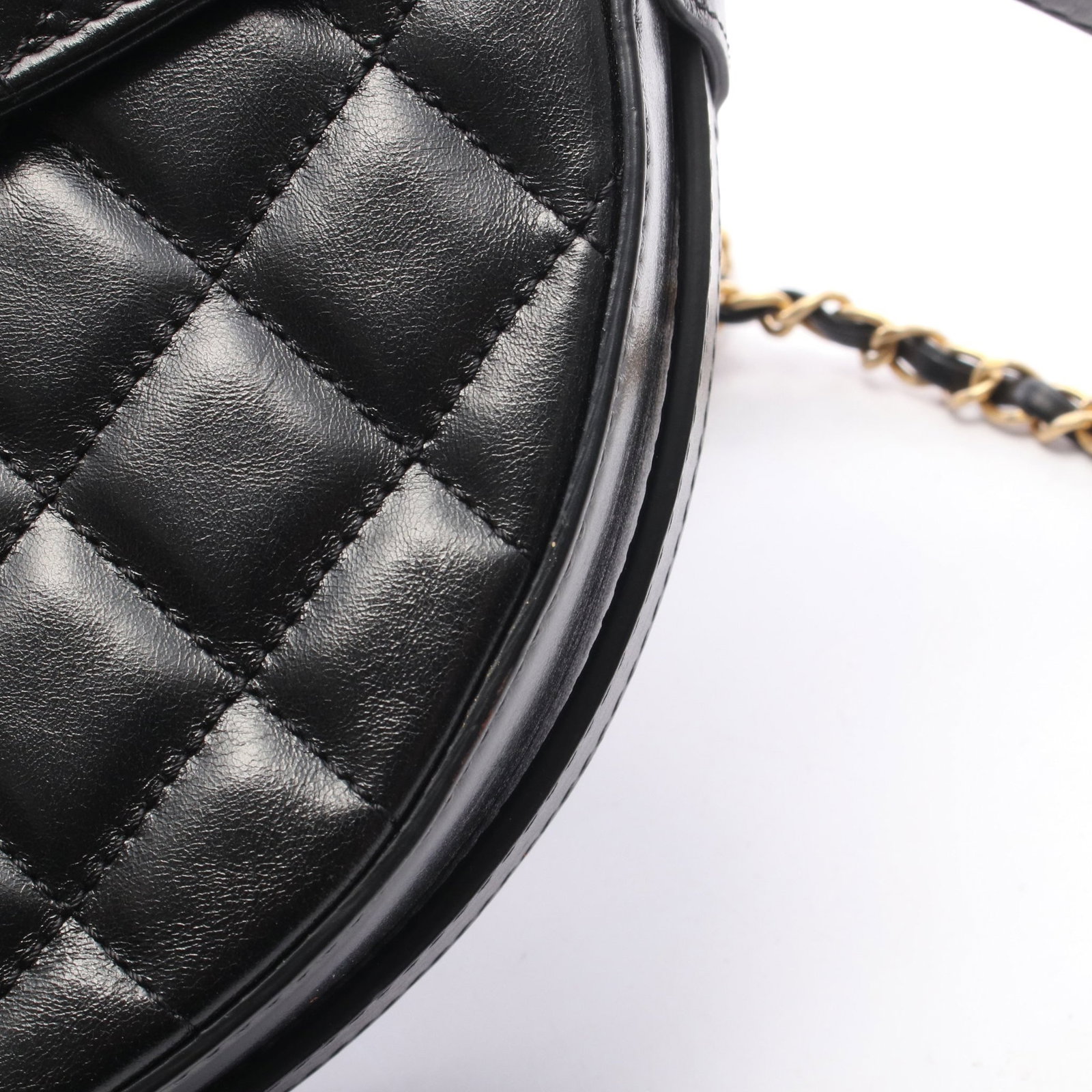 Chanel Round Chain Handbag Black GHW - 9