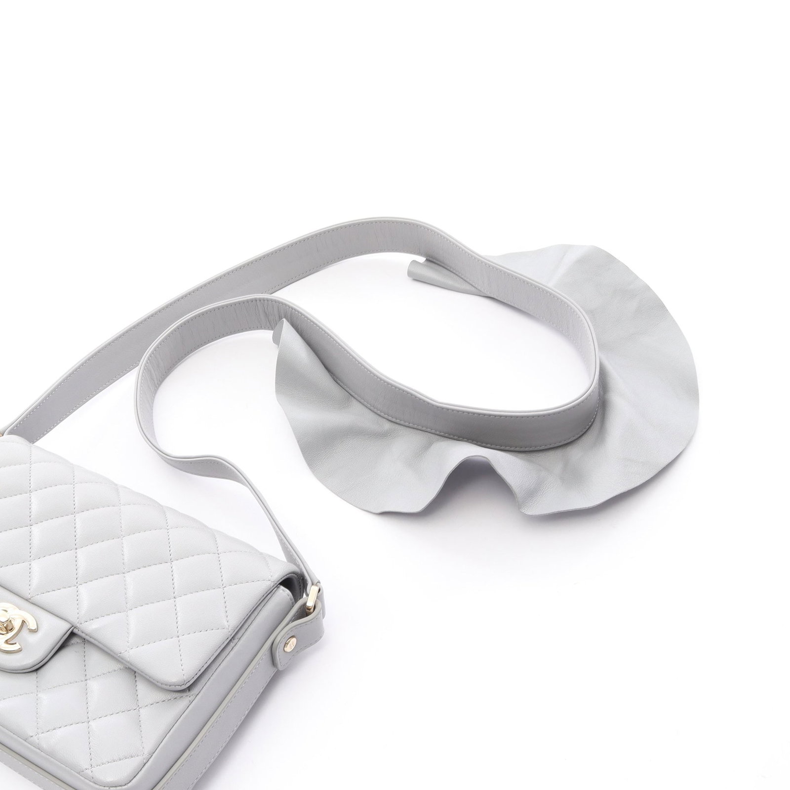 Chanel Frill Shoulder Lamb Gray GHW - 8