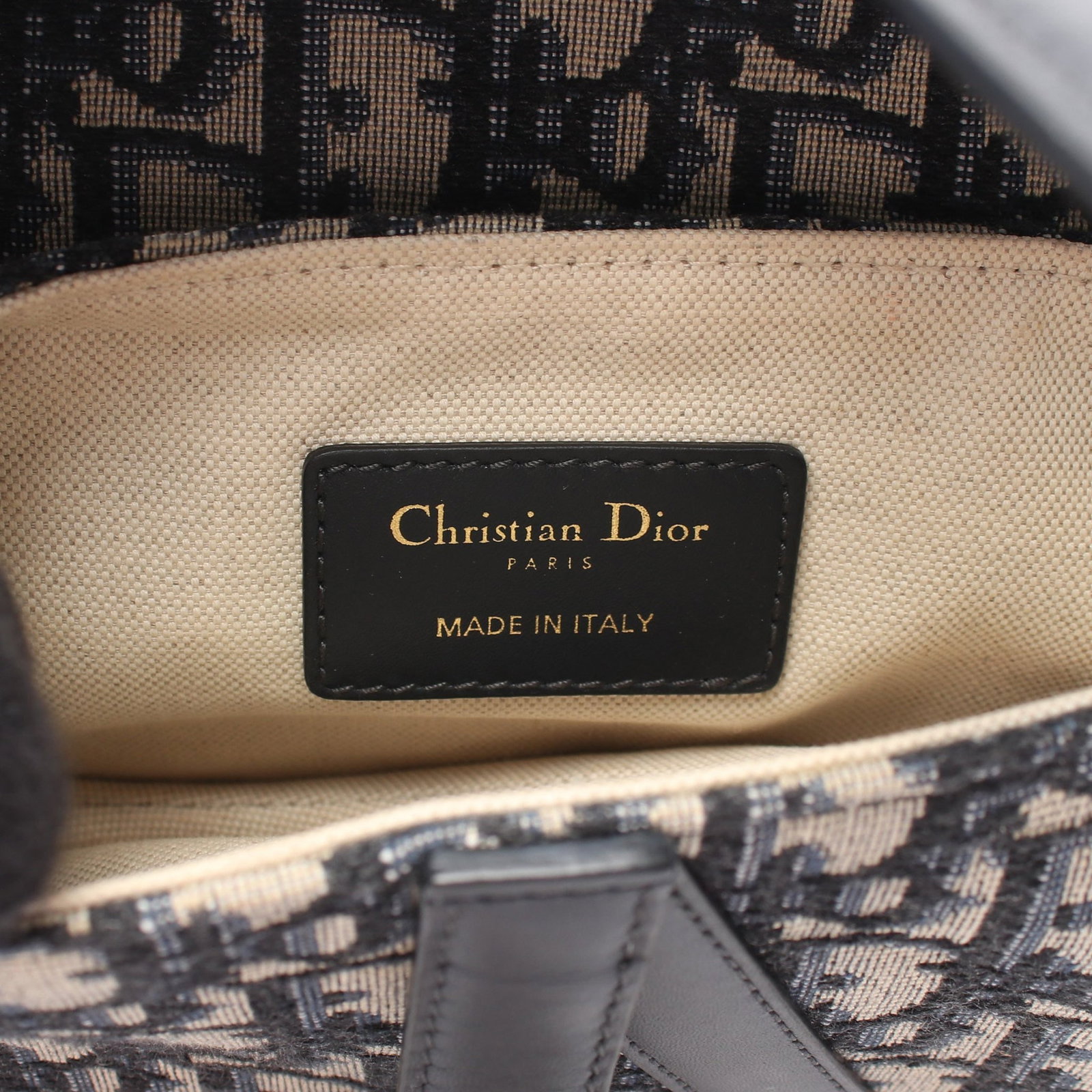 Dior Saddle Oblique Handbag Navy Beige - 4