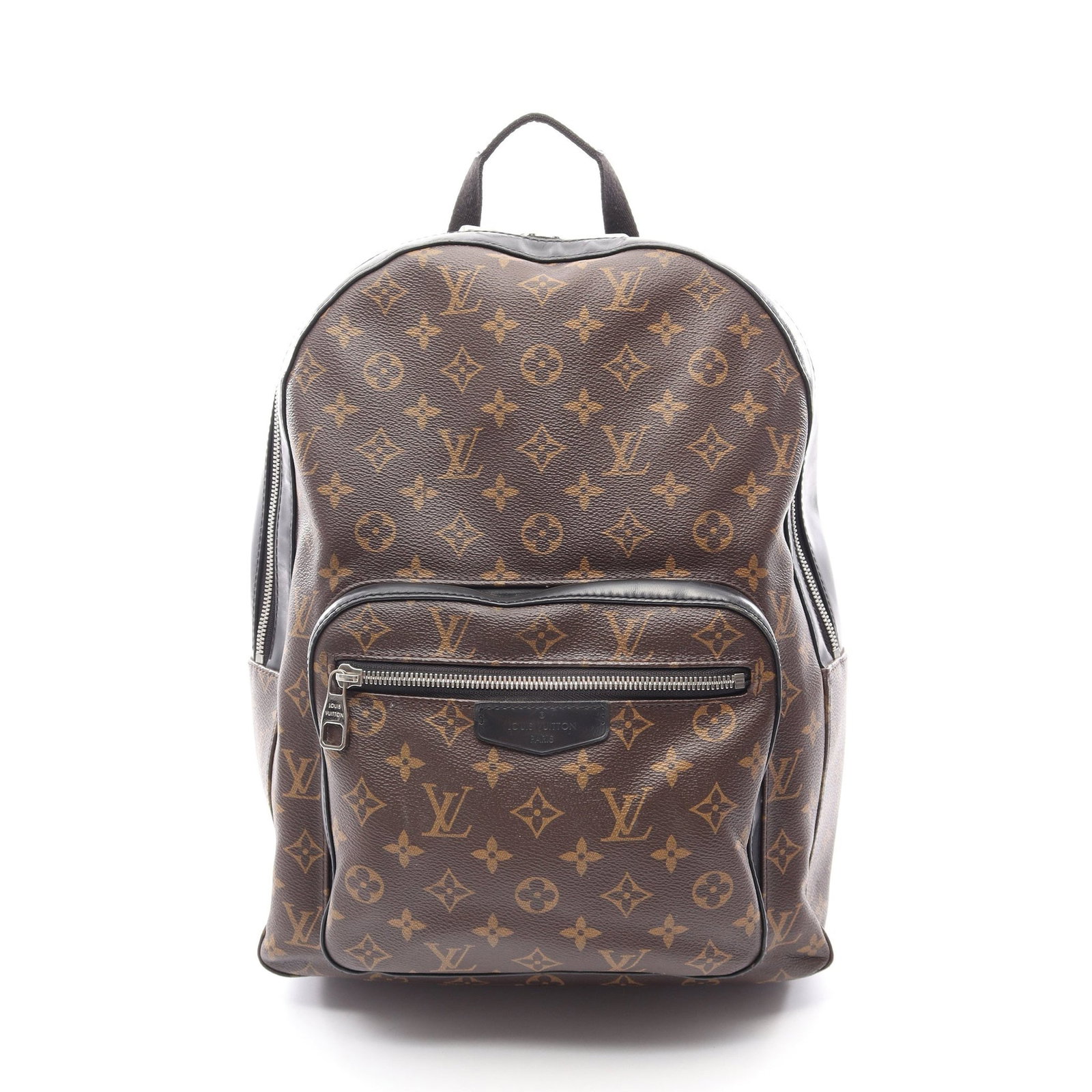 Louis Vuitton Josh Monogram Macassar: Brown black Josh Monogram Macassar backpack in PVC and leather, model M41530. Product no.: DR0167. Size: H38 x W30 bottom x D12 cm; handle 21 cm; strap 64-89 cm.