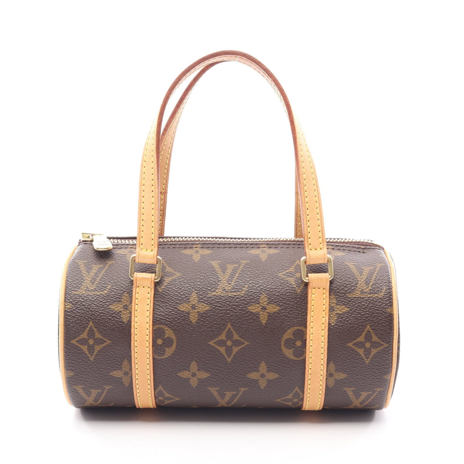 Louis Vuitton Mini Papillon Monogram Brown: Brown Monogram Mini Papillon handbag in PVC and leather, model M51389. Product no.: DU0023. Size: H10 x W19 x D9 cm; handle 30 cm.