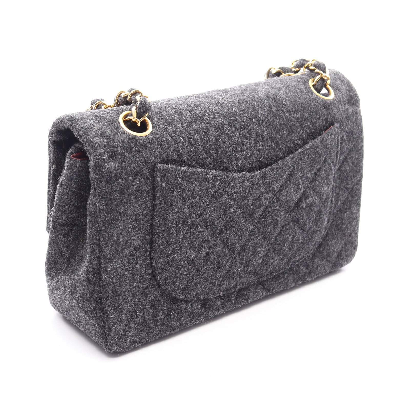 Chanel Double Flap 23 Wool Gray GHW - 2