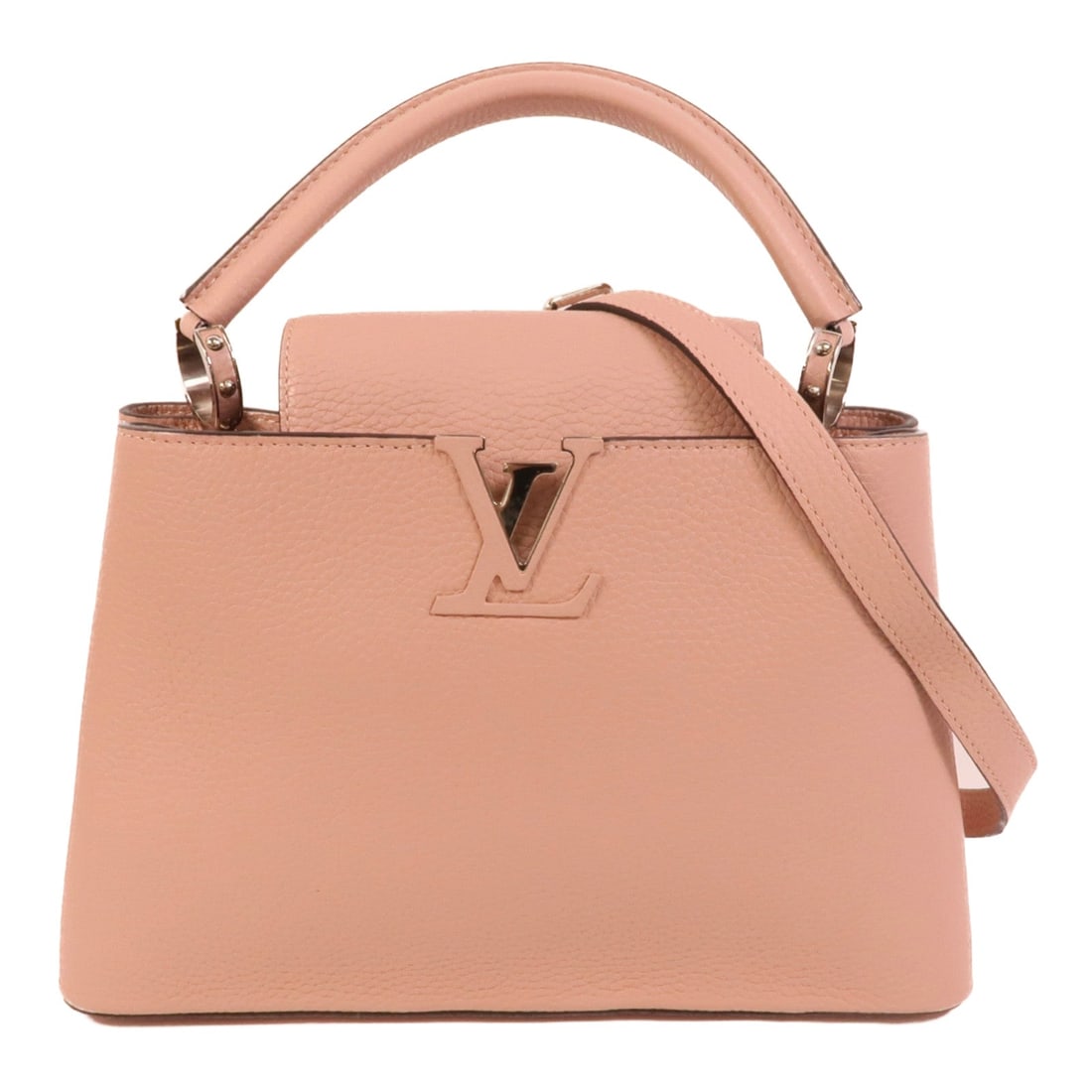 Louis Vuitton Capucines MM Pink 2Way: SHW. Pink Capucines MM 2way shoulder bag in Taurillon Clemence leather, model M94471. Accessories: storage bags, shoulder strap. Product no.: AH0147. Size: W31 x H19.5 x D11 cm; handle 35.5 cm;