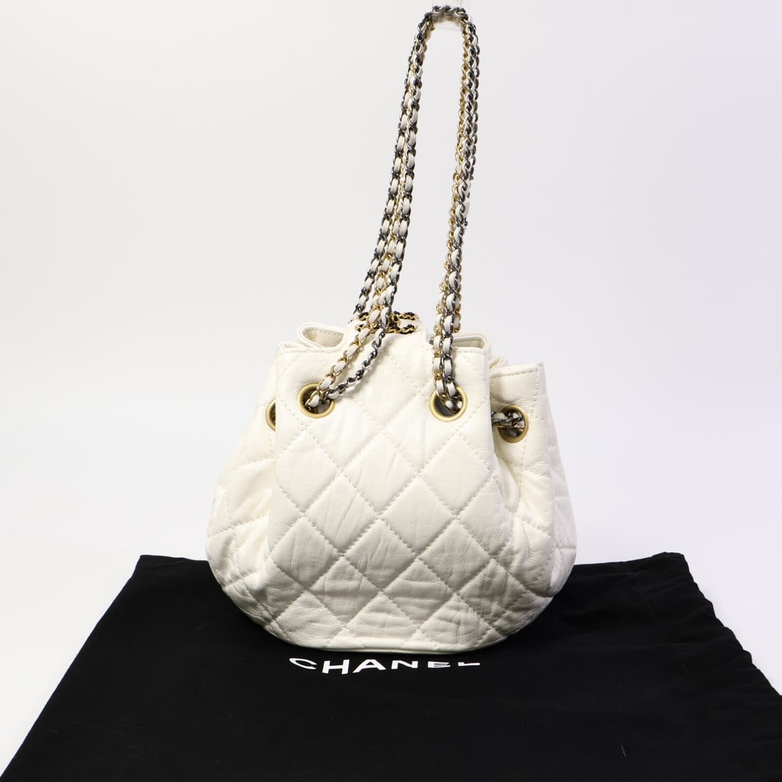 Chanel Drawstring Bucket White - 10