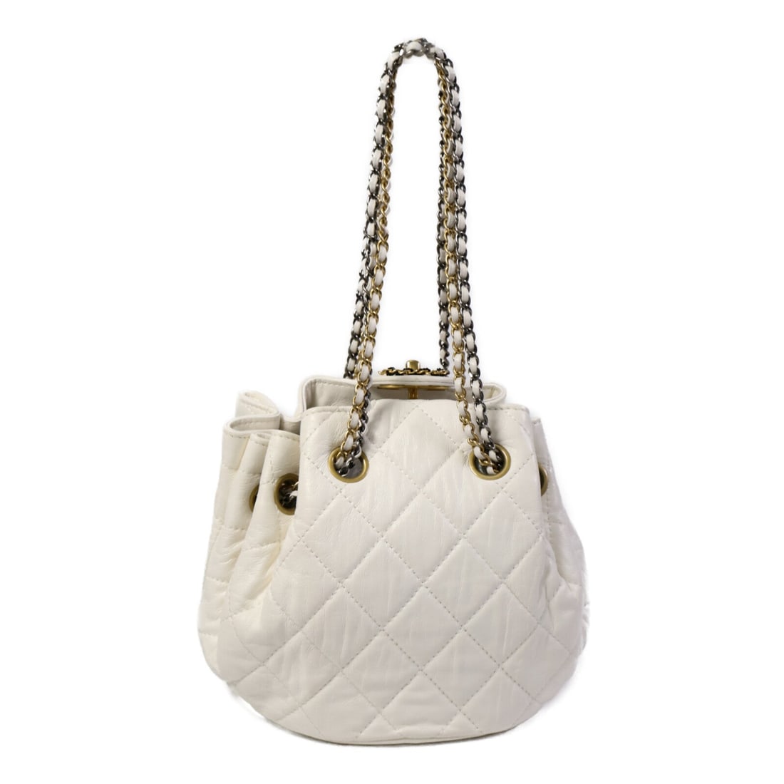 Chanel Drawstring Bucket White - 2