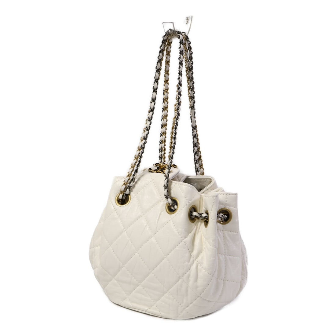 Chanel Drawstring Bucket White - 3