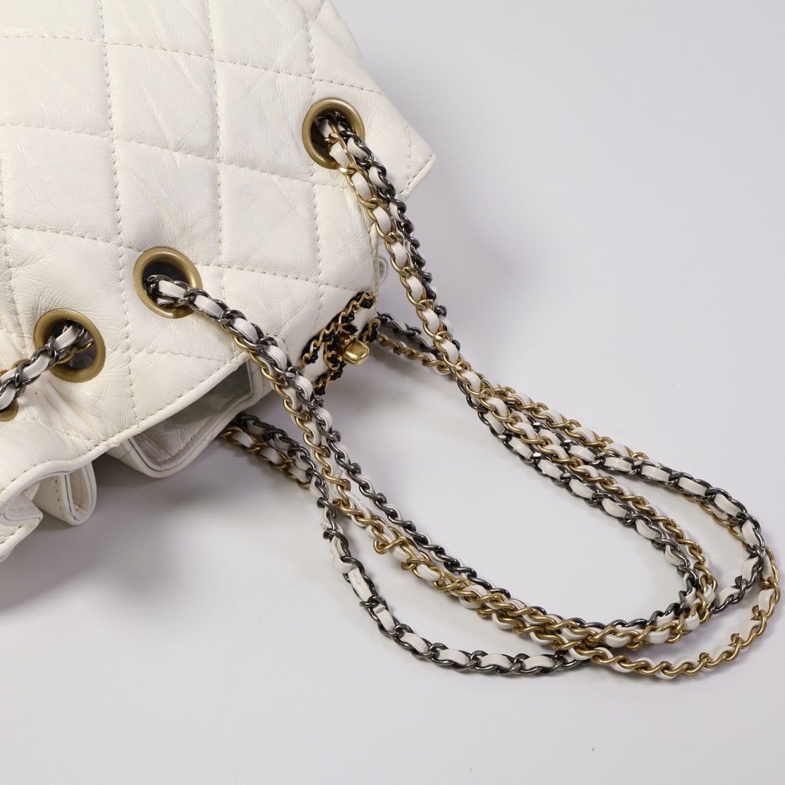 Chanel Drawstring Bucket White - 9