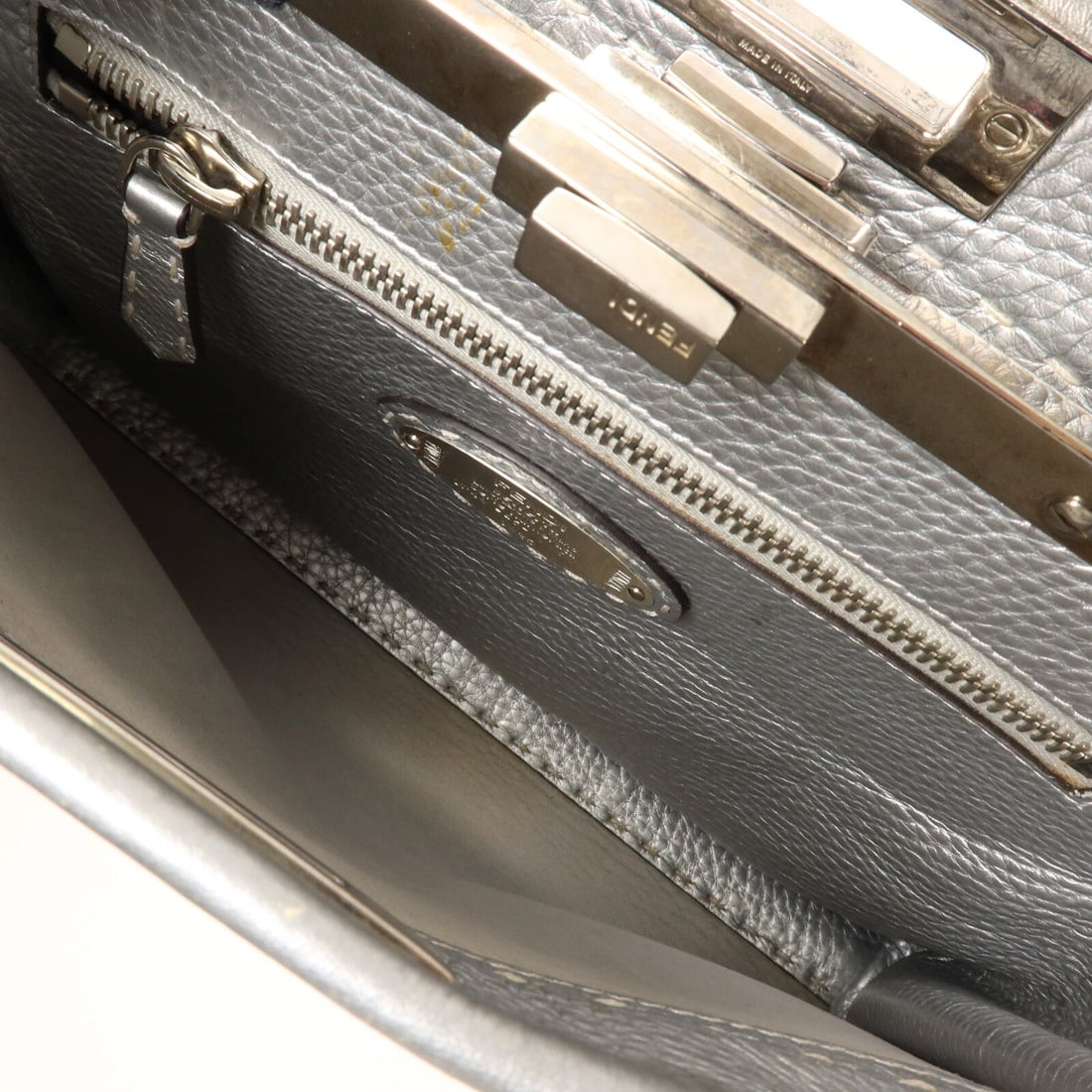 Fendi Peekaboo Medium 2Way Calf Silver - 5