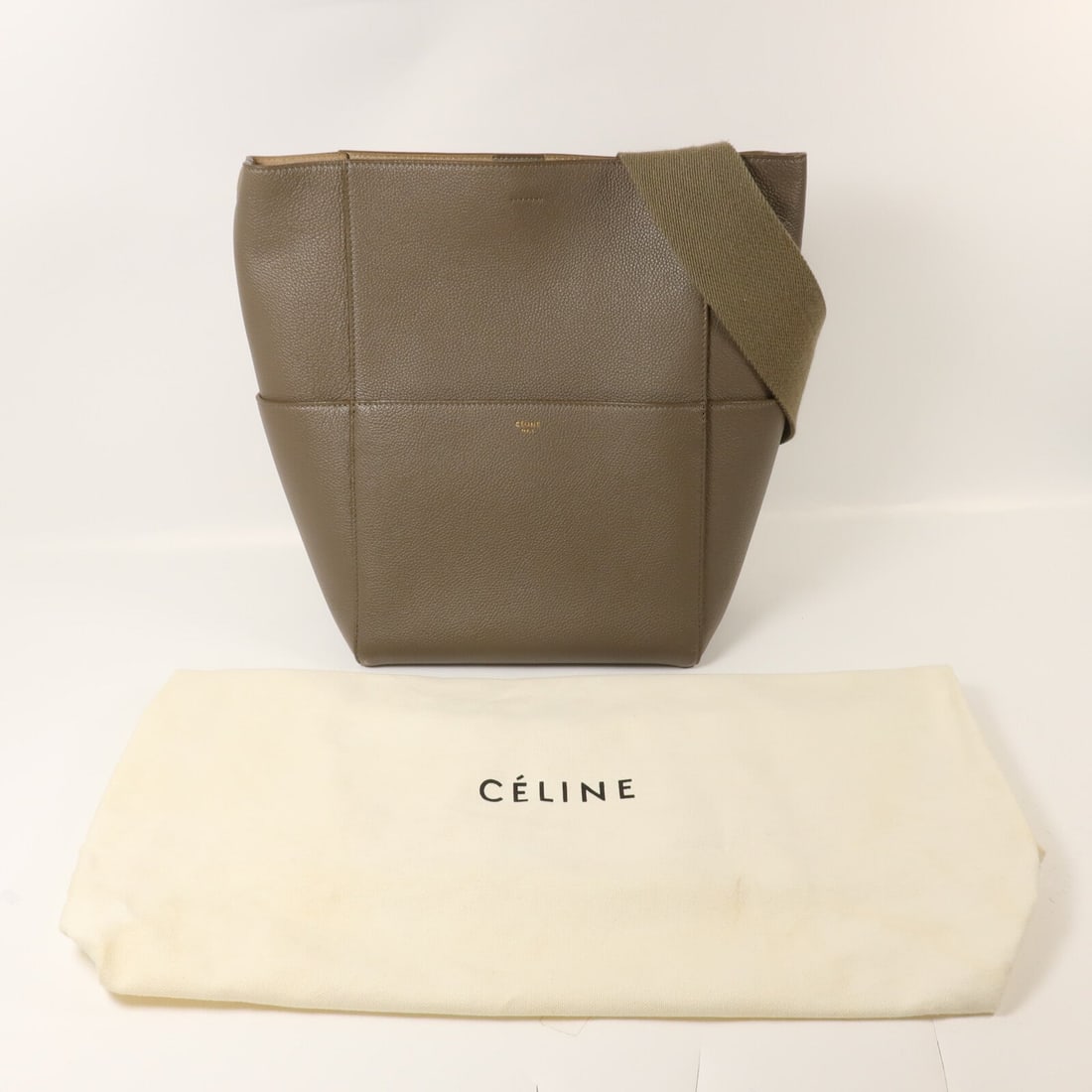 Celine Sangle Bucket Large Gray - 9