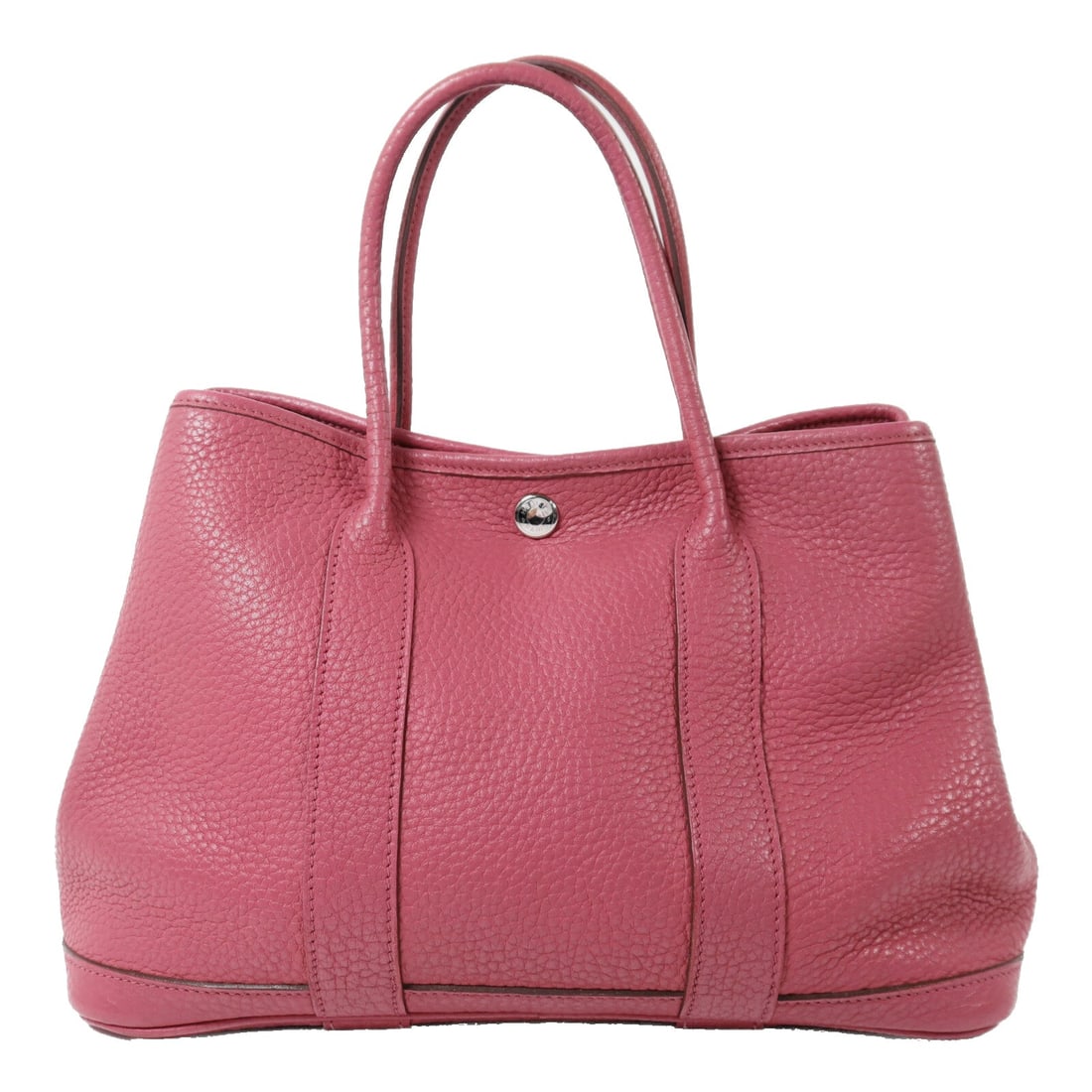 Hermes Garden Party TPM Tosca: PHW. Tosca pink purple Garden Party TPM tote in Negonda calfskin. Product no.: ??OJ*7BO in Square (2011 year). Size: W30 x H21 x D14 cm; handle 34 cm.