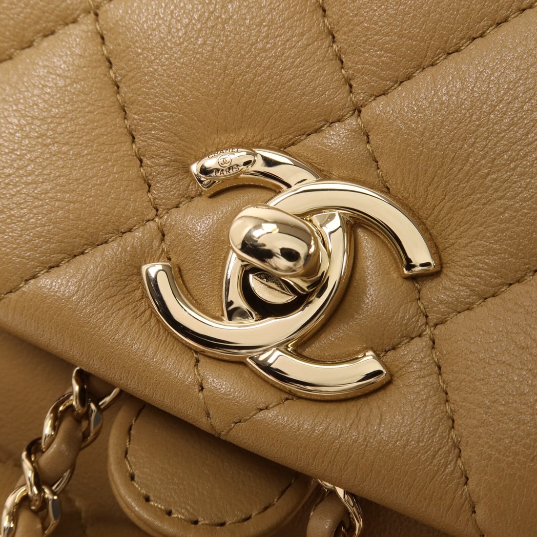 Chanel Chain Backpack Lamb Beige GHW - 10