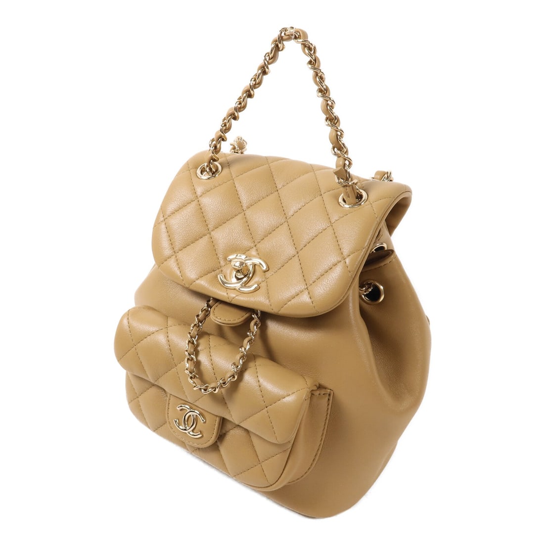 Chanel Chain Backpack Lamb Beige GHW - 3