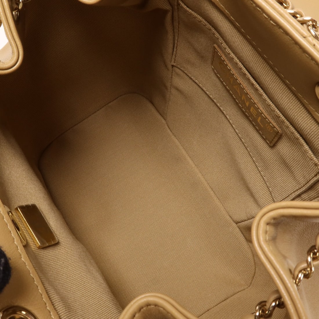 Chanel Chain Backpack Lamb Beige GHW - 5