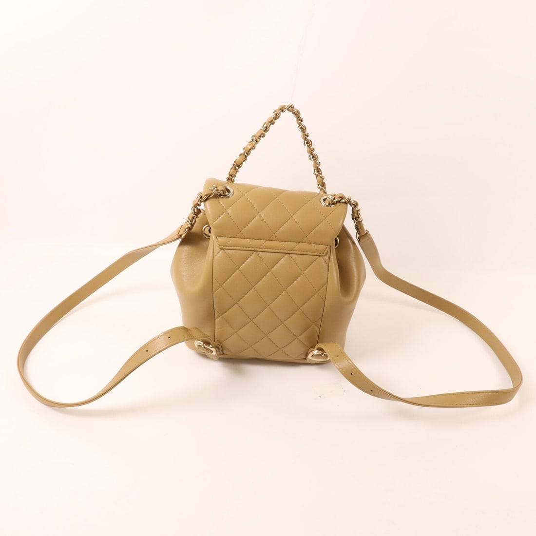 Chanel Chain Backpack Lamb Beige GHW - 8