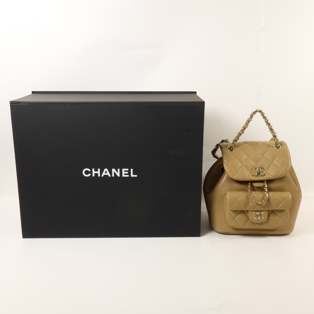 Chanel Chain Backpack Lamb Beige GHW - 9
