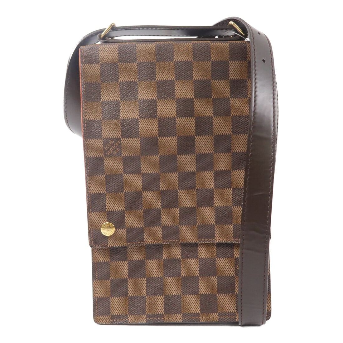 Louis Vuitton Portobello Damier Ebene: GHW. Ebene brown Portobello shoulder bag in Damier PVC coated canvas, model N45271. Accessories: storage bags. Product no.: VI0060. Size: W16.5 x H26 x D4.5 cm; shoulder 100-113 cm.