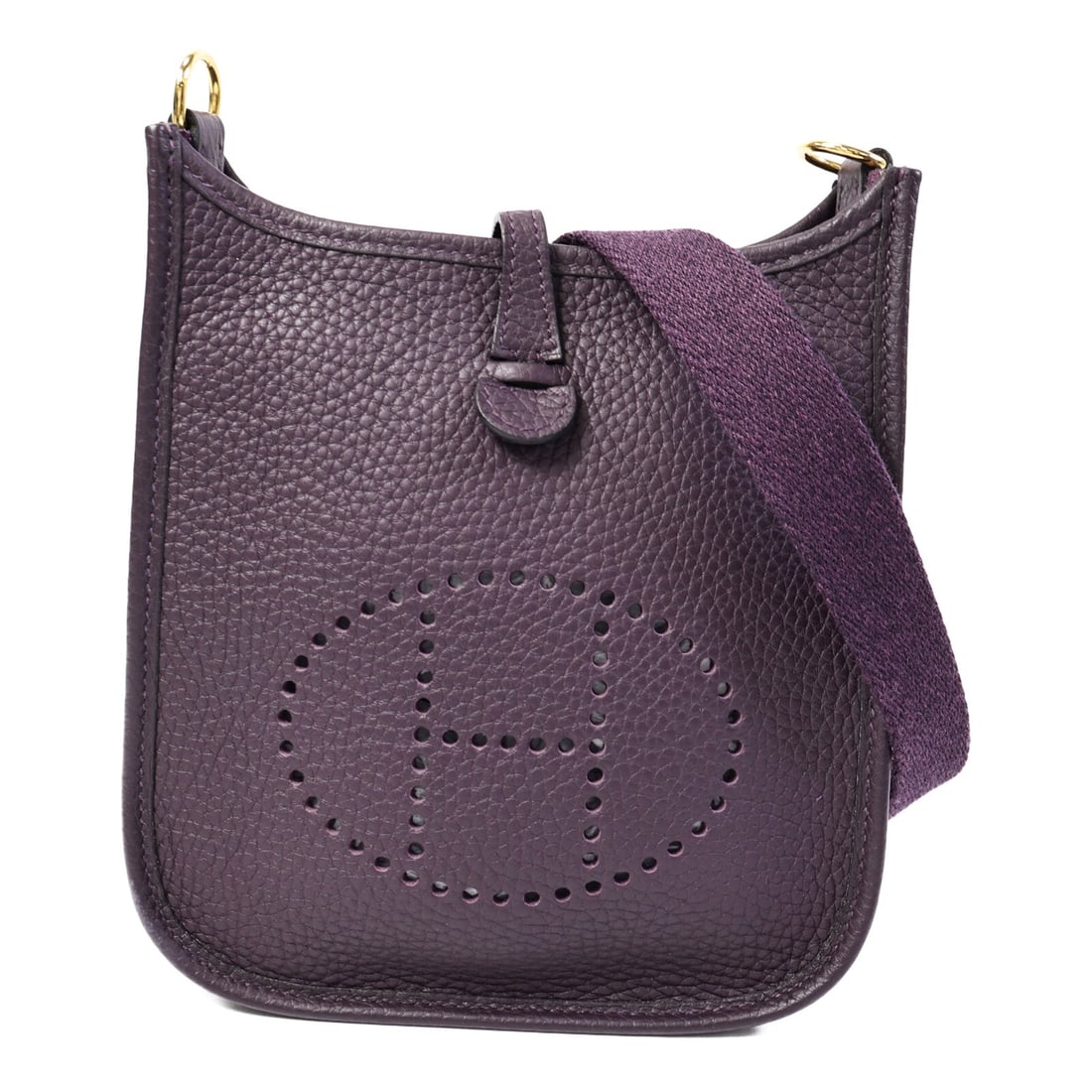 Hermes Evelyne TPM Clemence Raisin GHW: GHW. Purple Raisin Evelyne TPM shoulder bag in Taurillon Clemence calfskin. Accessories: storage box, storage bags, shoulder strap. Product no.: CMM009DPC (2018 year). Size: W17 x H19 x D5.5 cm;