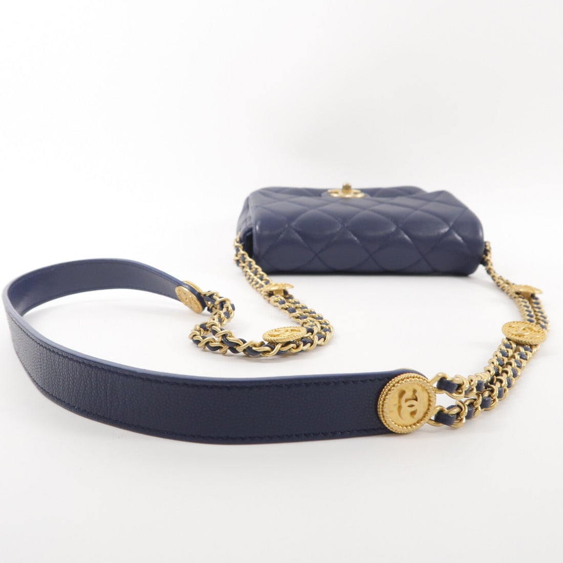 Chanel Chain Shoulder Navy GHW - 10