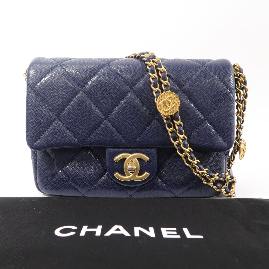 Chanel Chain Shoulder Navy GHW - 11