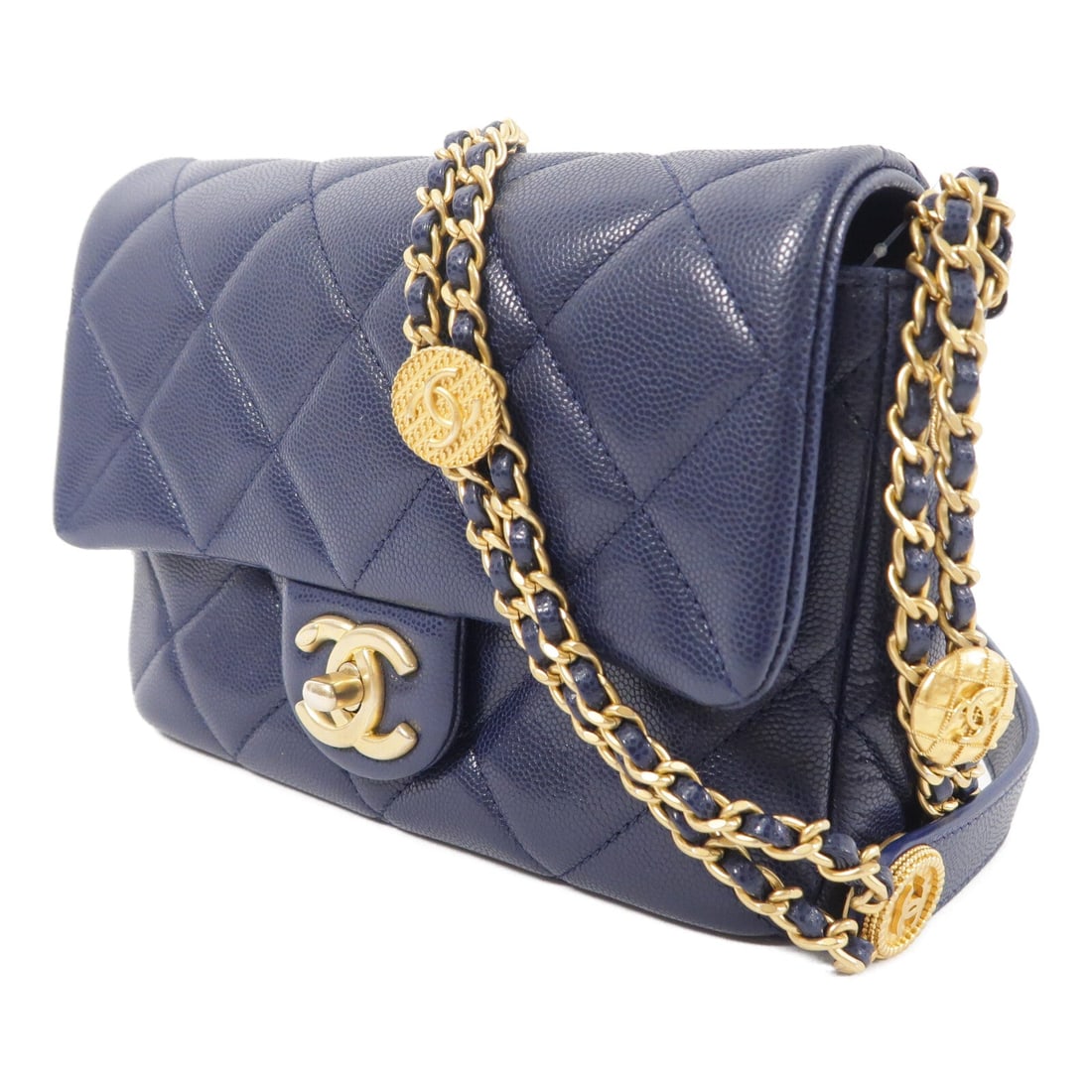 Chanel Chain Shoulder Navy GHW - 3