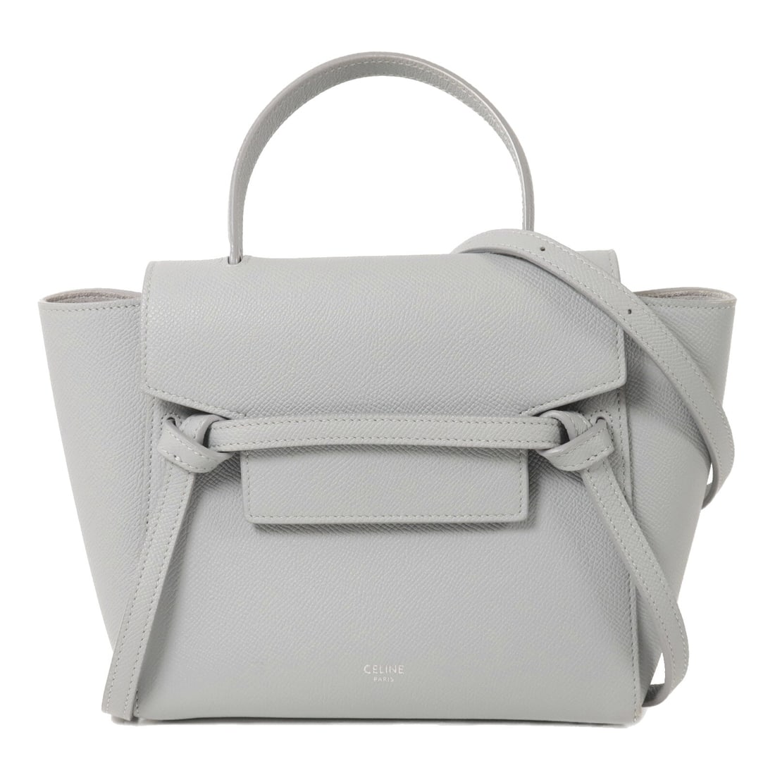 Celine Nano Belt Bag Blue Gray: SHW. Blue gray Nano Belt Bag 2 Way shoulder bag in calfskin, model C189003ZVA. Accessories: storage bags, shoulder strap. Product no.: S-AI-3199/S-SL-4119. Size: W19.5-28 x H15.5 x D11 cm; handle
