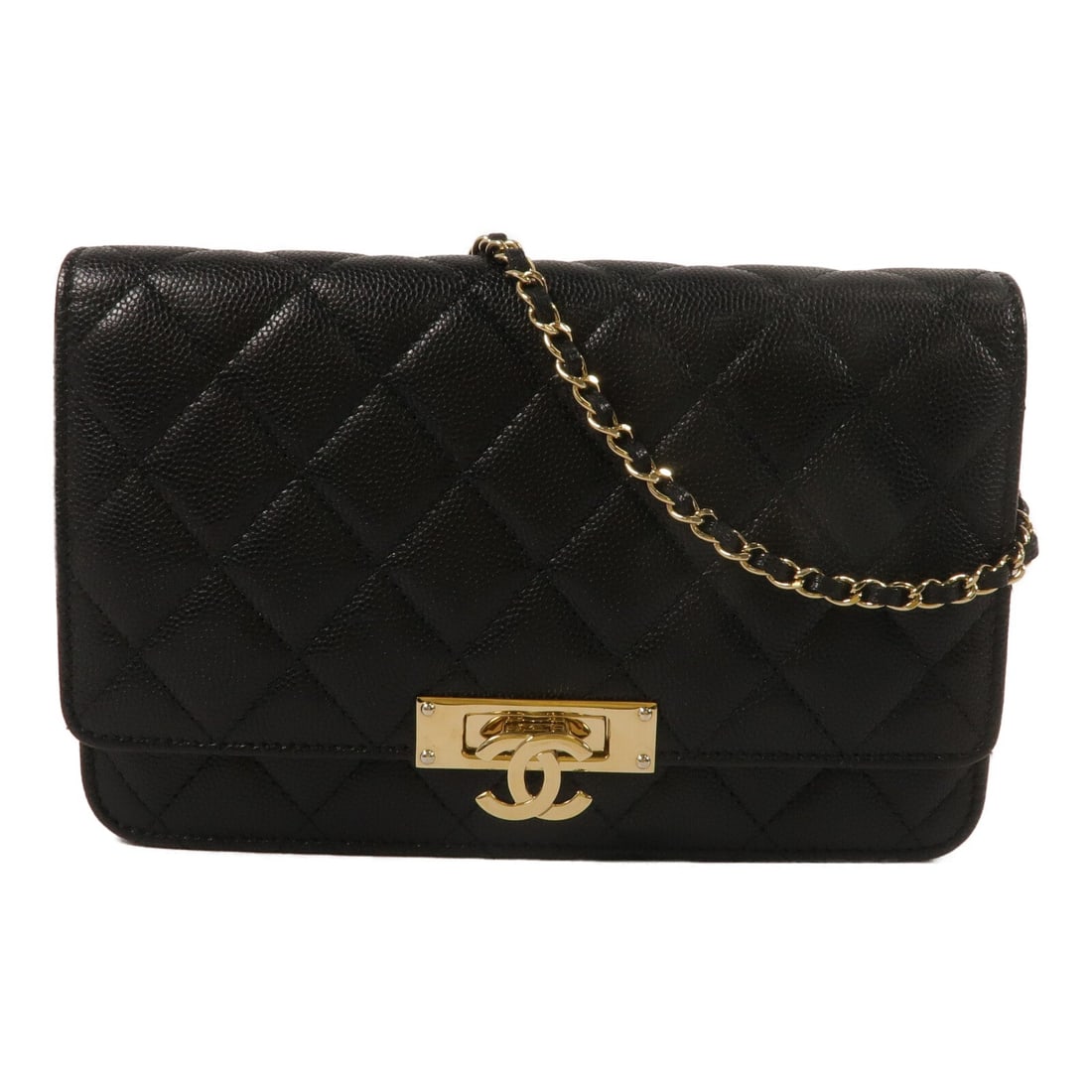 Chanel Golden Class WOC Black: Black Golden Class Double CC Wallet On Chain in calfskin, model A80766. Accessories: storage box, storage bags, hologram sticker, guarantee. Product no.: 24464639. Size: W19 x H13 x D3 cm; shoulder