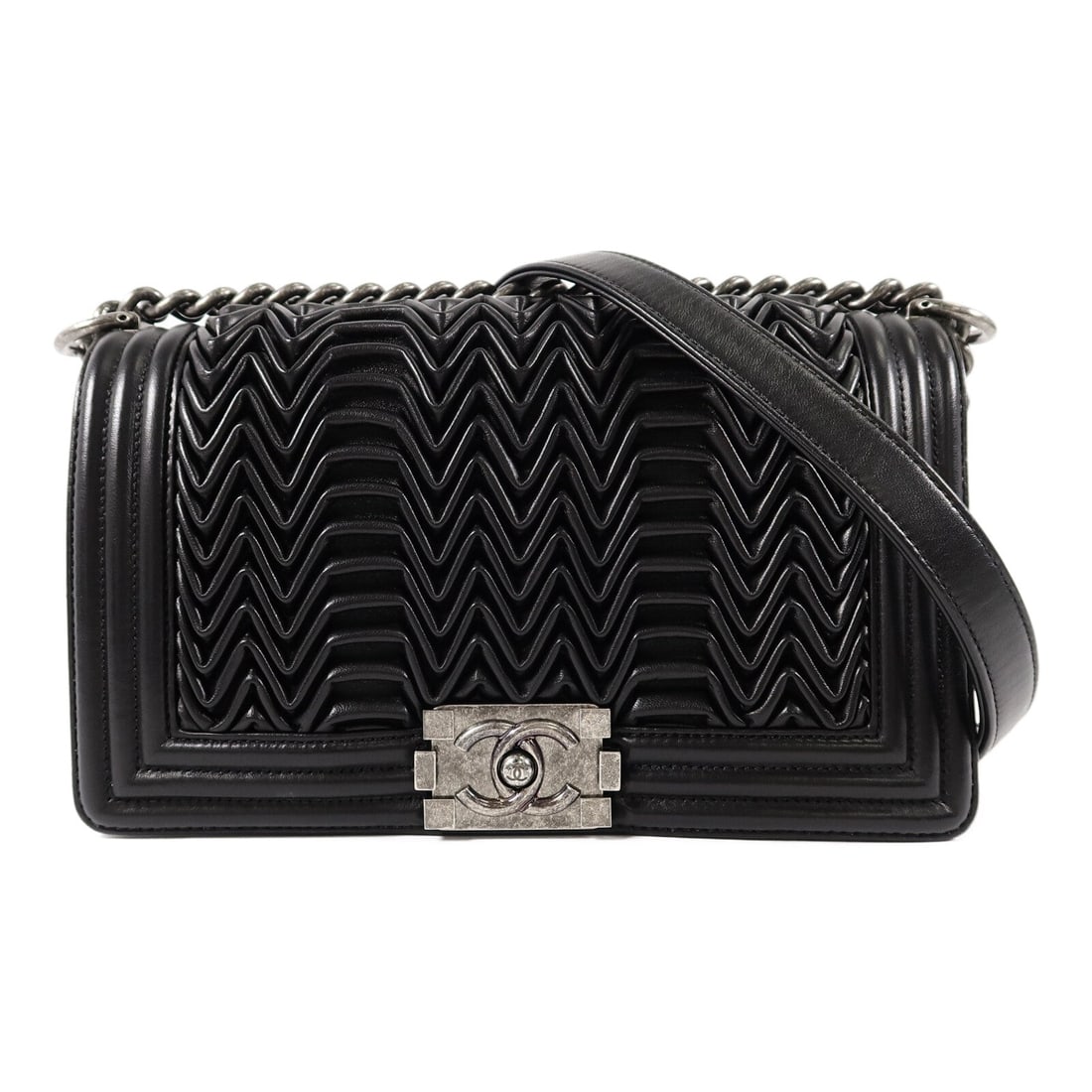 Chanel Boy 25 Lambskin Black SHW (1 of 17)