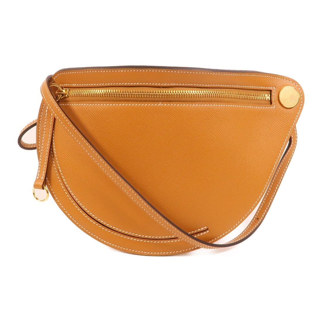 Hermes Petite Course Epsom Gold: GHW. Gold brown Petite Course shoulder bag in Epsom calfskin. Accessories: storage box, storage bags. Product no.: MZ 006 AGB stamped (manufactured in 2023). Size: W27 x H18 x D7 cm; shoulder 59-87 cm