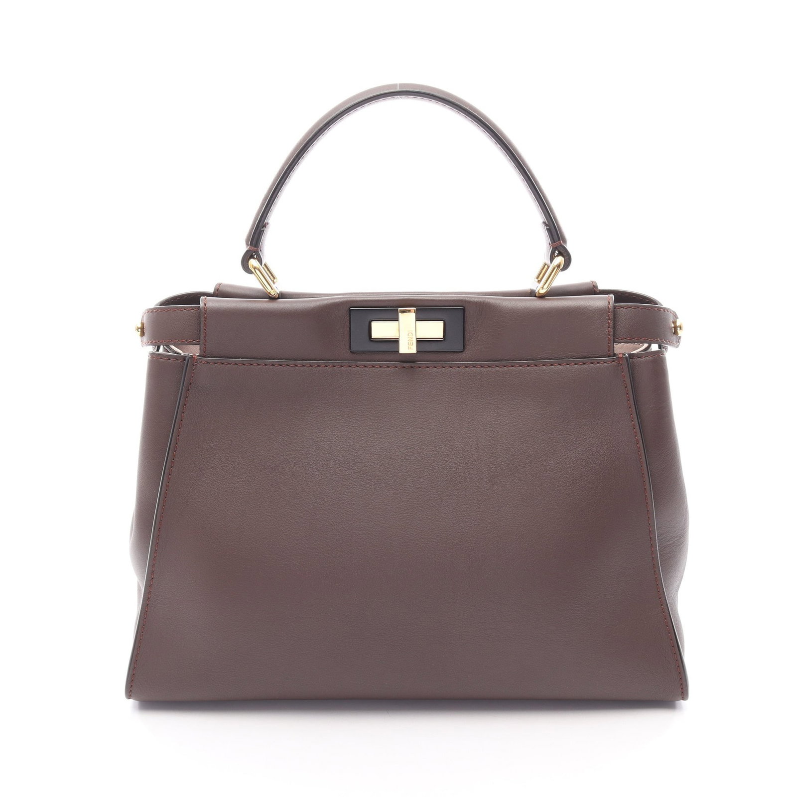 Fendi Peekaboo Regular Brown: Dark brown leather handbag.