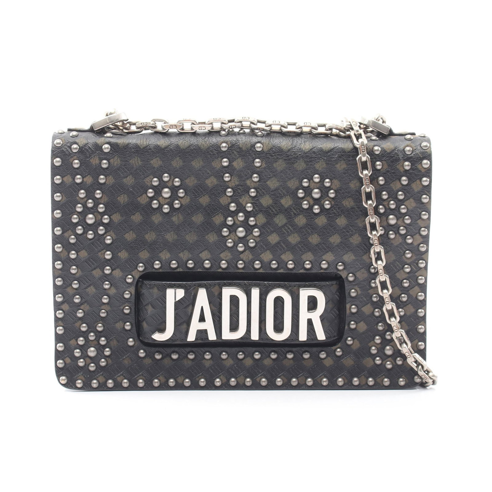 Dior J'Adior Studs Black: Black and khaki green leather 2-way chain shoulder bag.