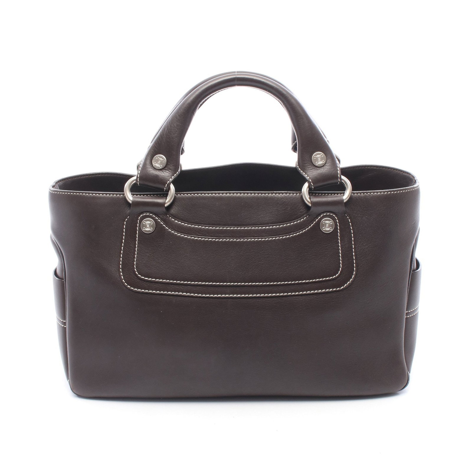 Celine Boogie Bag Dark Brown: Dark brown leather handbag.