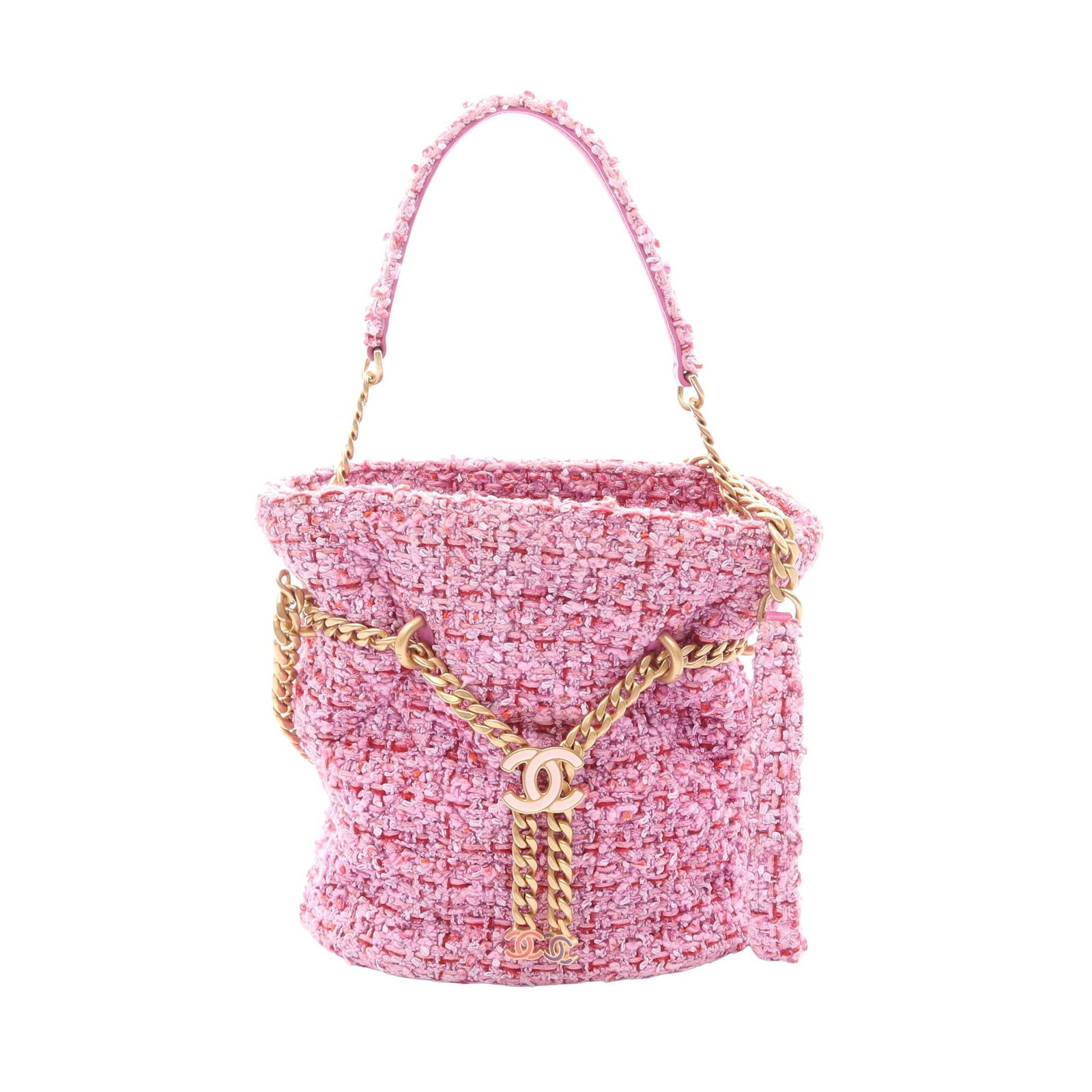Chanel Tweed Bucket Chain Pink (1 of 8)