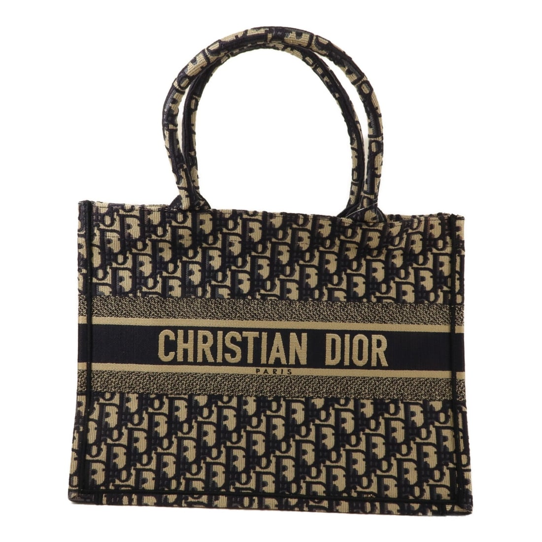 Dior Book Tote Medium Navy: Navy canvas medium tote with storage bag and guarantee.