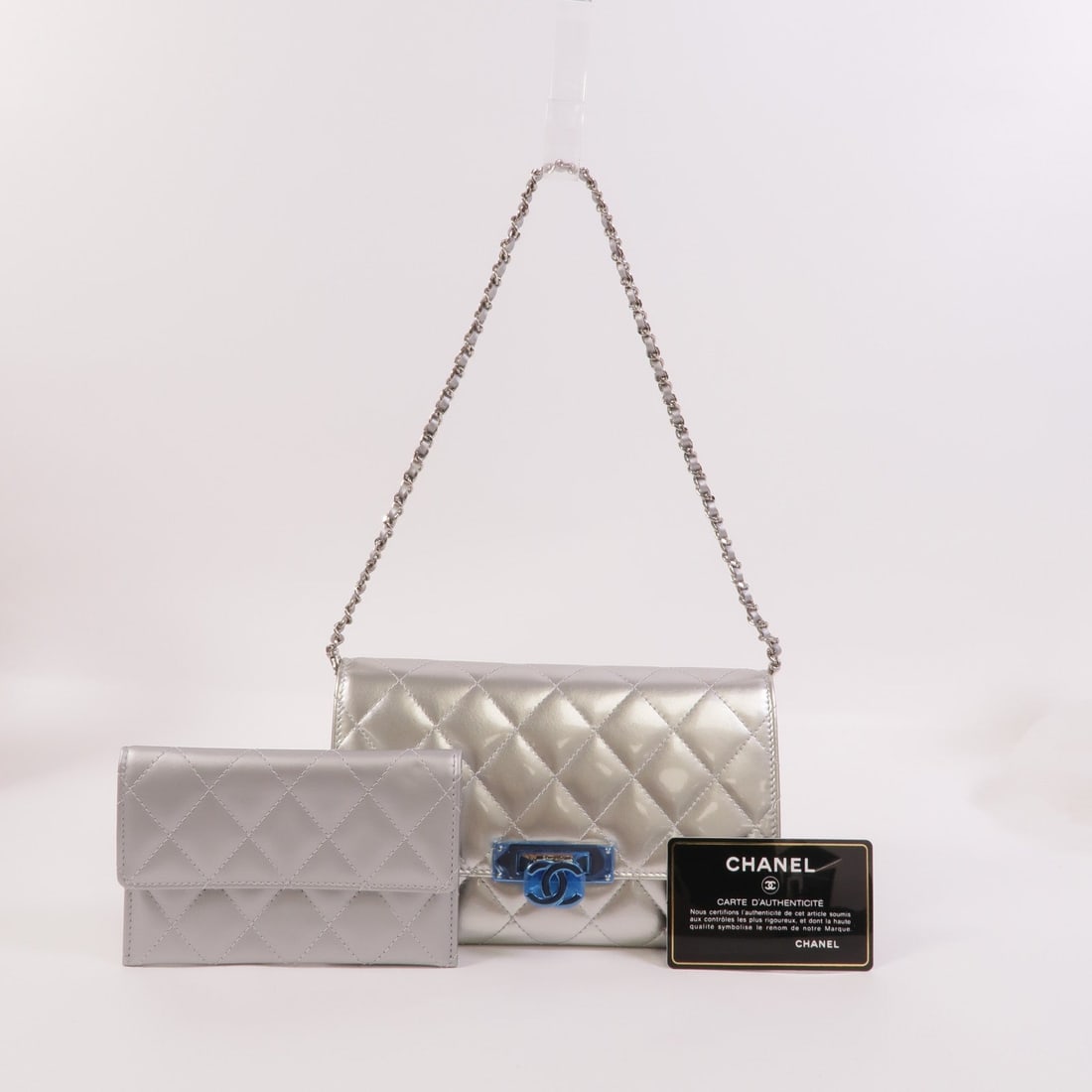 Chanel WOC Patent Silver - 13
