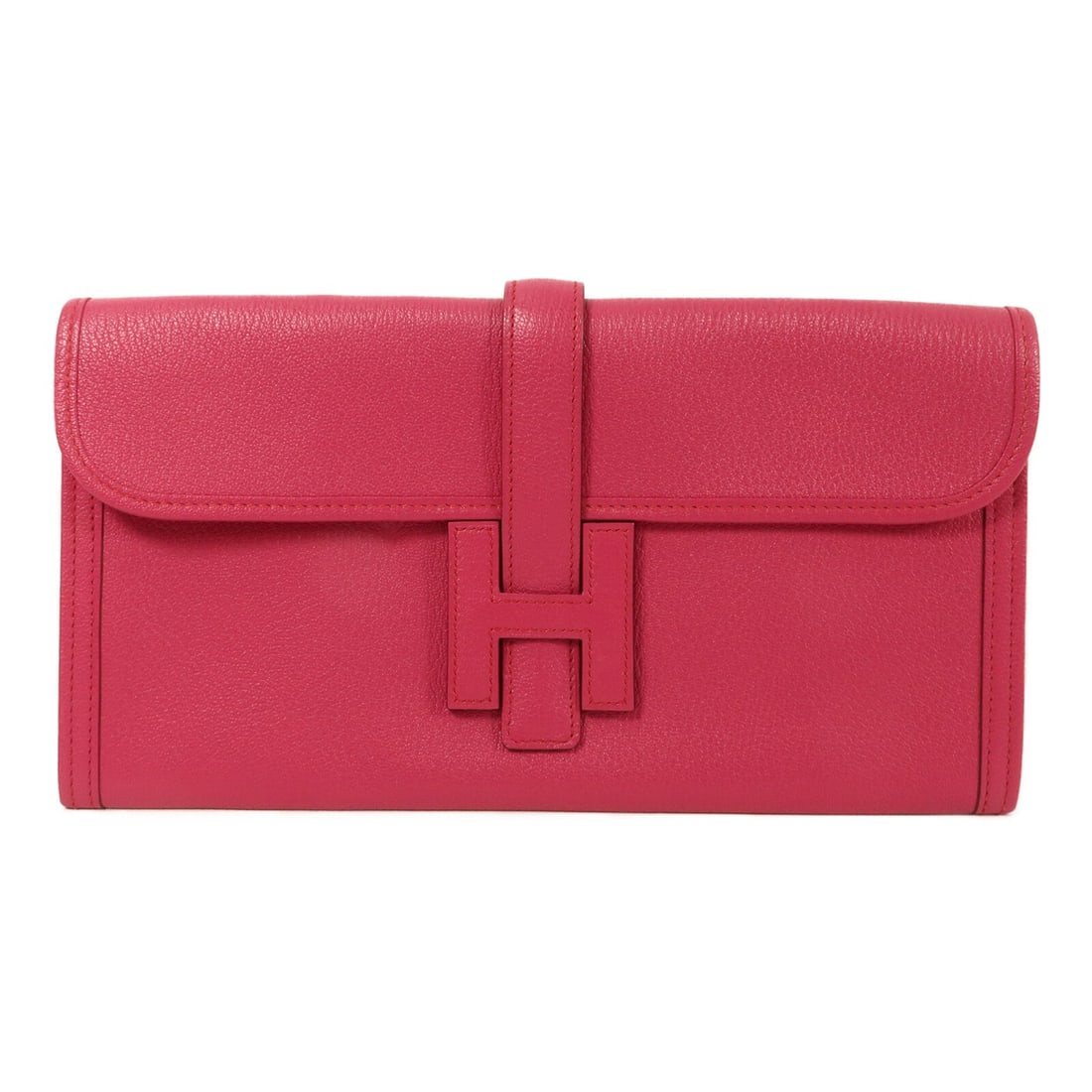 Hermes Jige Elan 29 Rose Pourpre: Rose Pourpre Chevre leather clutch with storage bag.