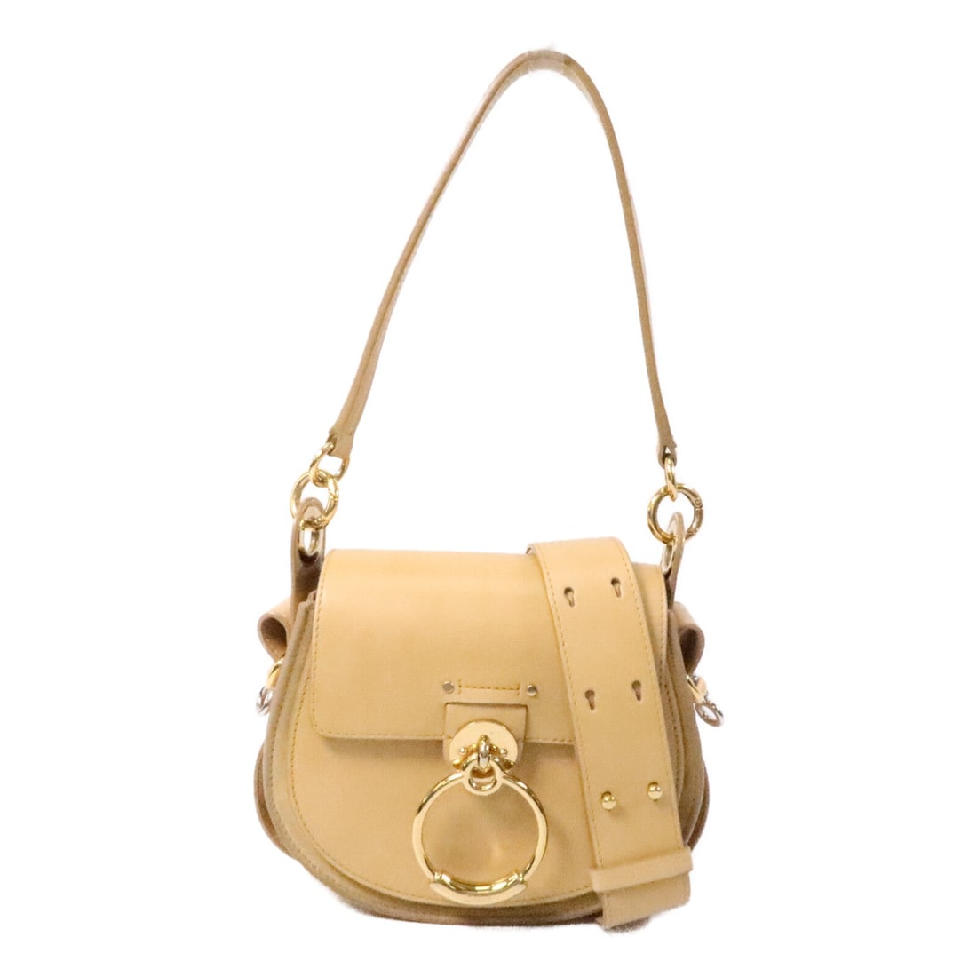 Chloe 2-Way Shoulder Bag Beige: Beige calfskin 2-way shoulder bag with shoulder strap and storage bag.