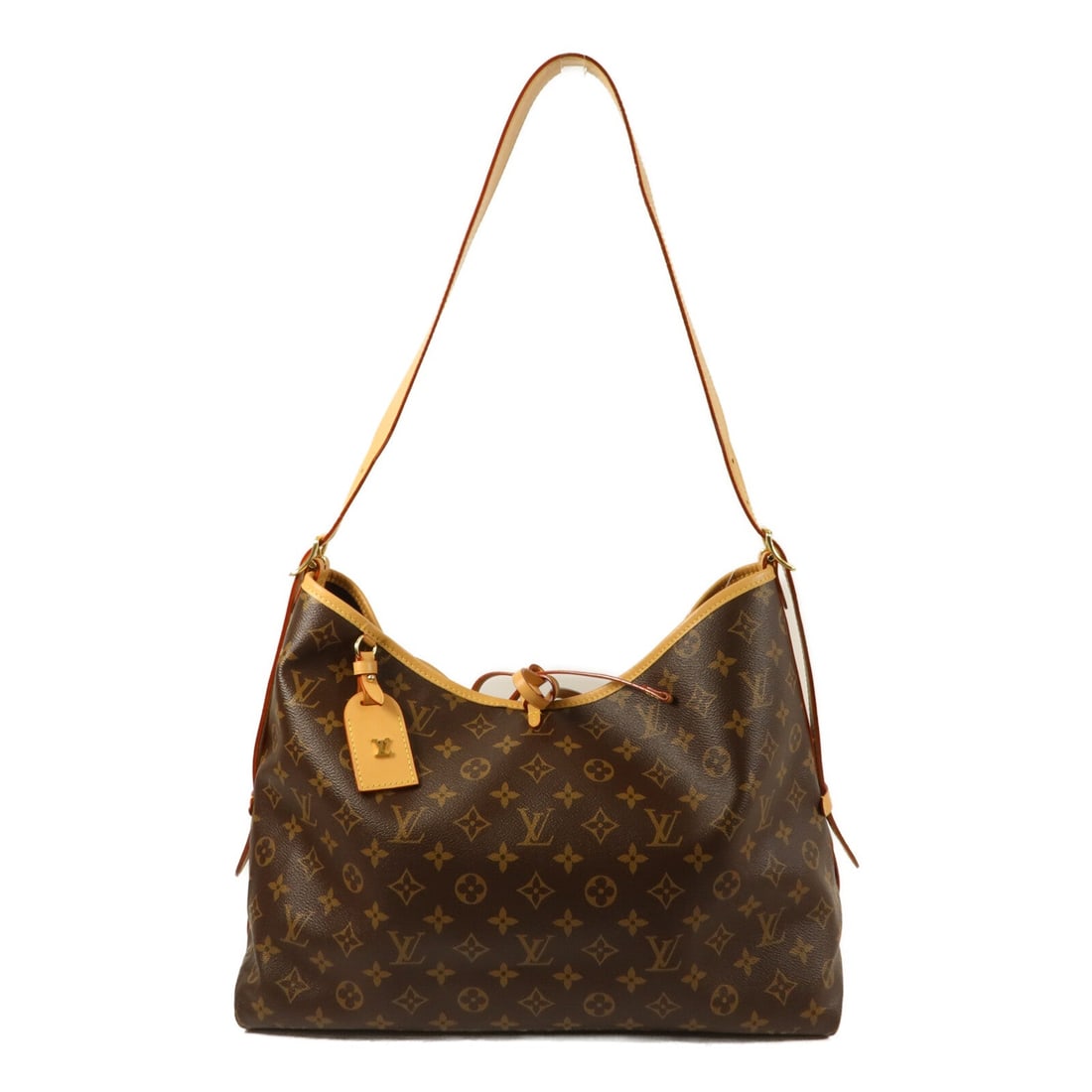 Louis Vuitton CarryAll MM Monogram: Monogram shoulder bag with strap, brand tag, and storage bag.