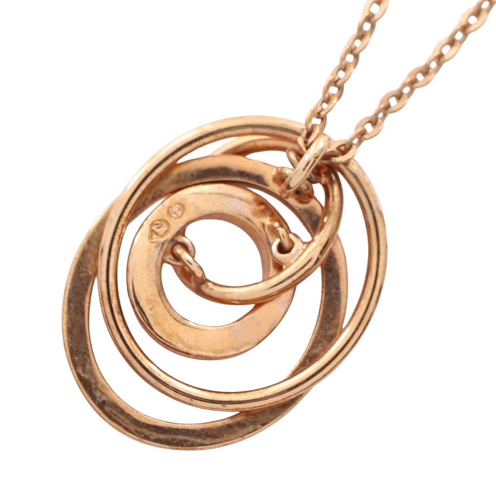 Swarovski Ring Pendant GP Necklace: Gold, black, and clear Greeting Ring Pendant necklace in gold plated metal with rhinestone; length 38-43cm; charm 2 x 1.5cm; width 0.1cm.