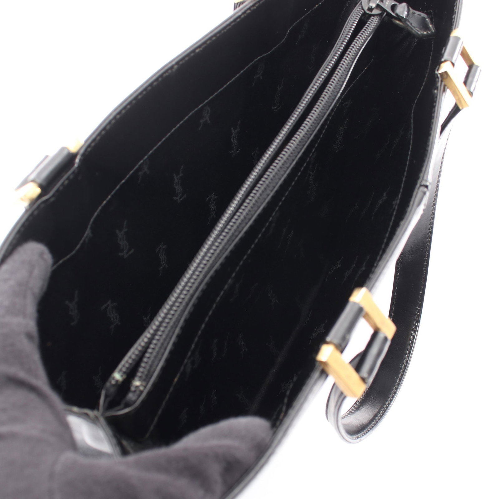 YSL Logo Tote Black - 3