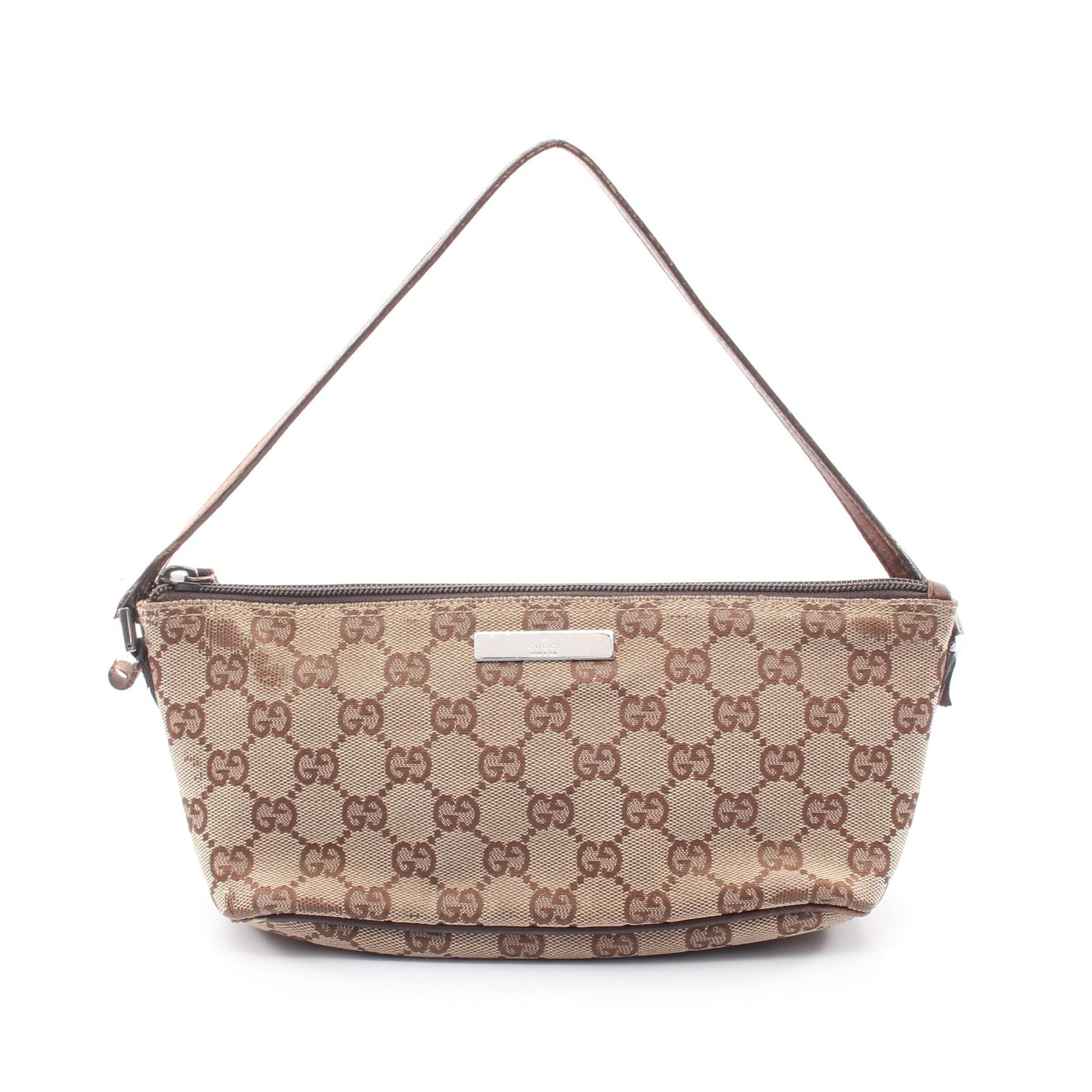 Gucci Accessory Pouch Beige/Brown: Beige and brown canvas and leather accessory pouch.