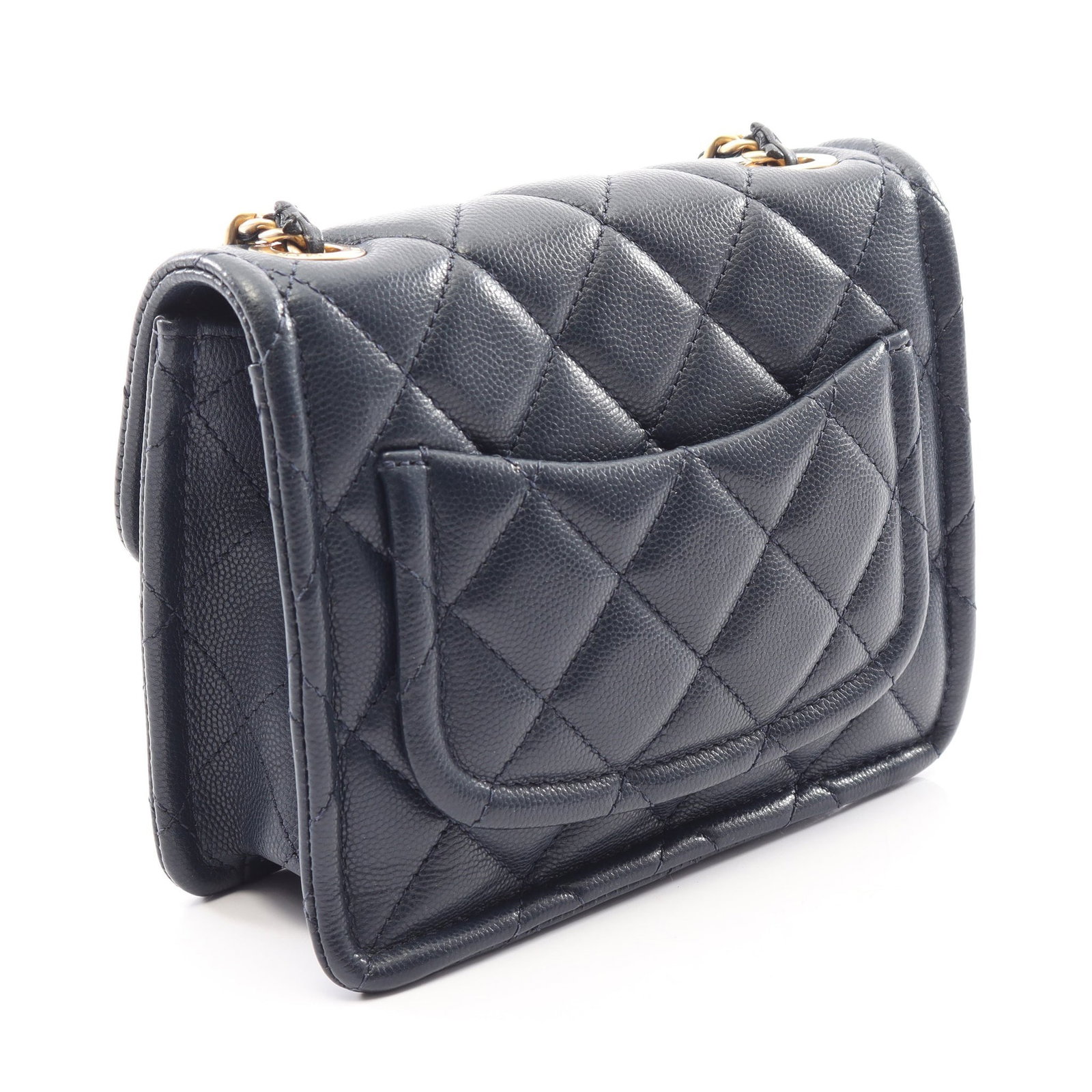 Chanel Caviar Chain Navy - 2