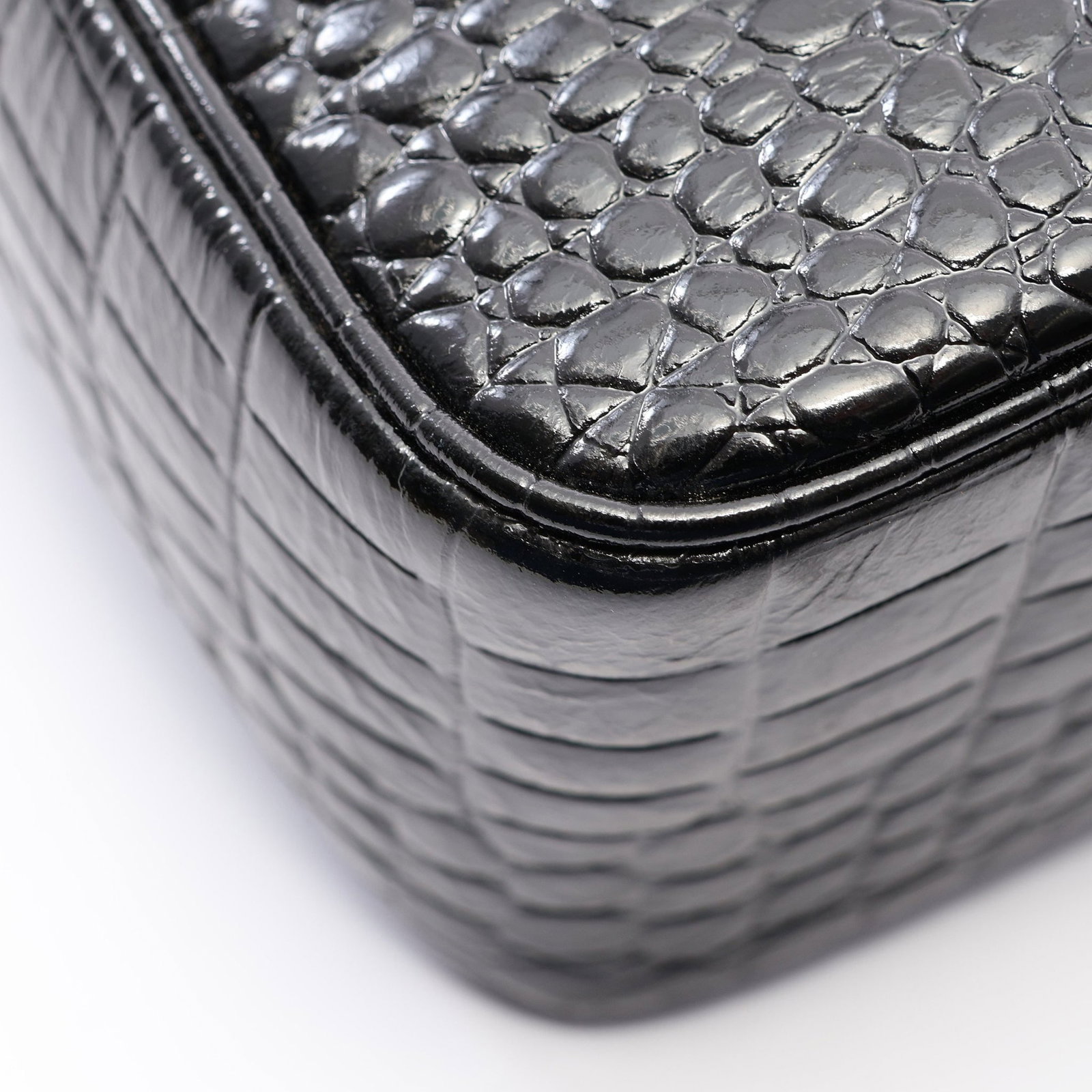 YSL Croc Embossed Chain Black - 6