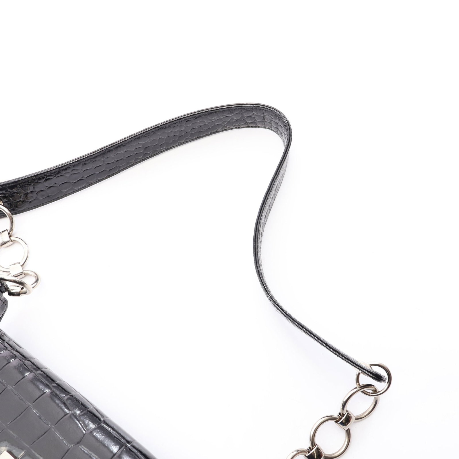 YSL Croc Embossed Chain Black - 7