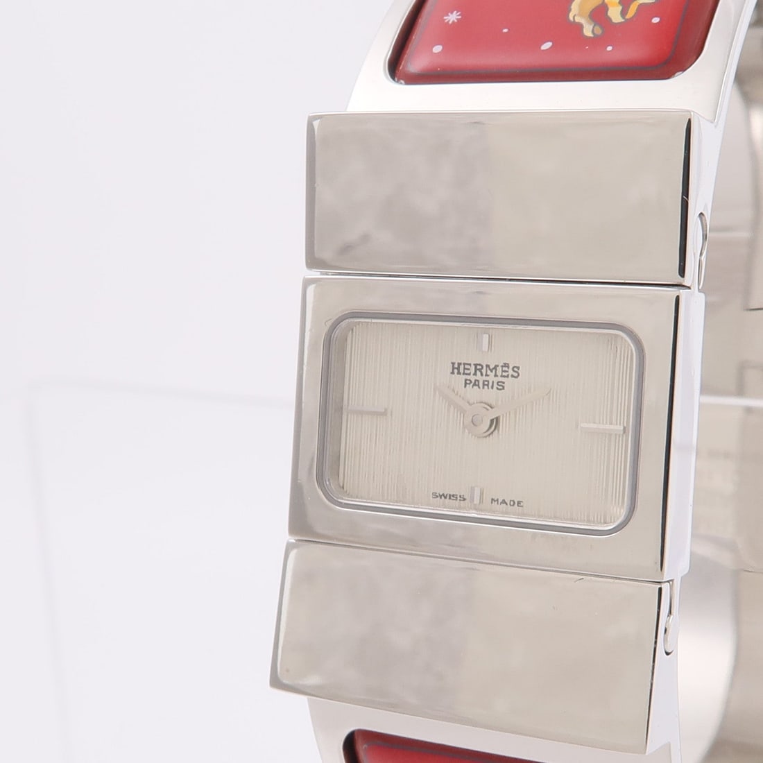 Hermes Loquet Bangle Quartz SS Silver - 3