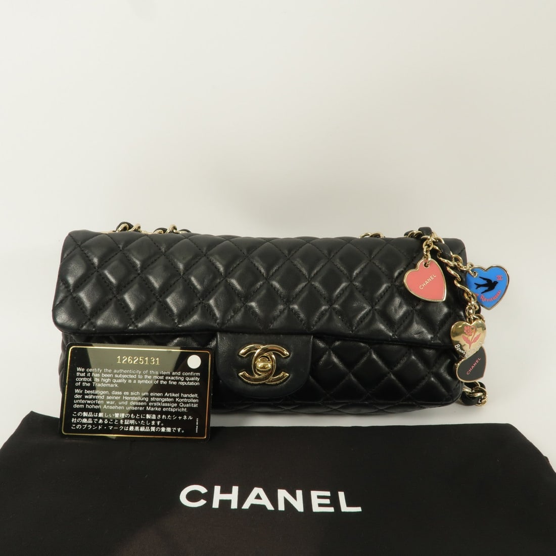 Chanel Lambskin Chain Shoulder Bag Black - 14