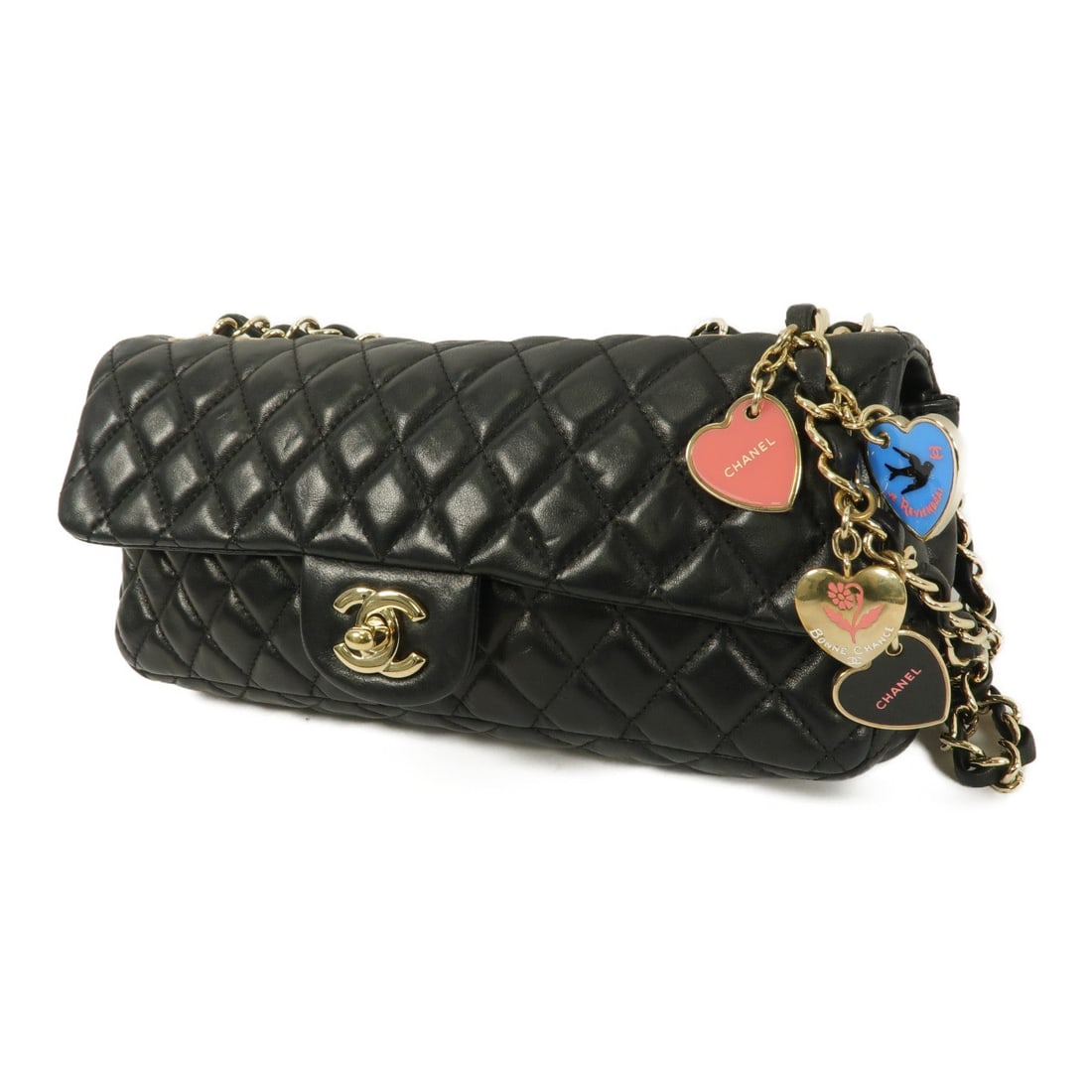 Chanel Lambskin Chain Shoulder Bag Black - 3